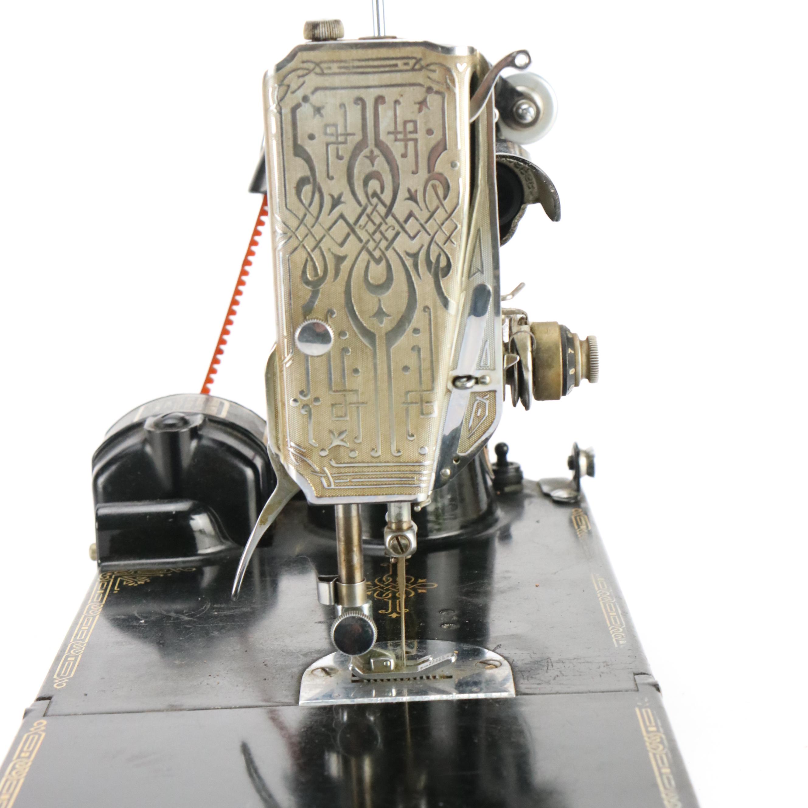 Singer Featherweight Sewing Machine with Travel Case and Accessories, 1937