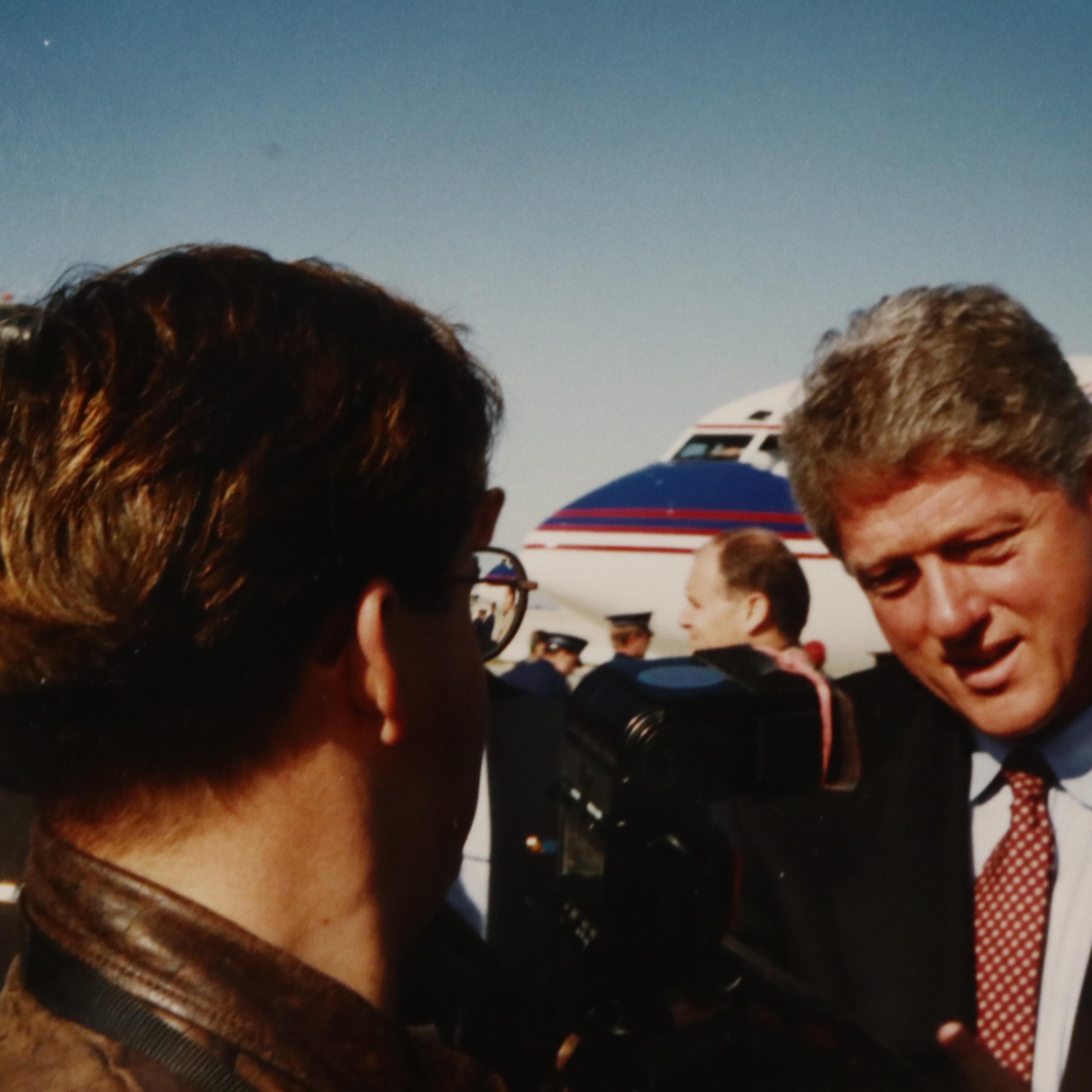 Autographed Newspaper, Photographs and Pin from Bill Clinton's Campaign, 1992