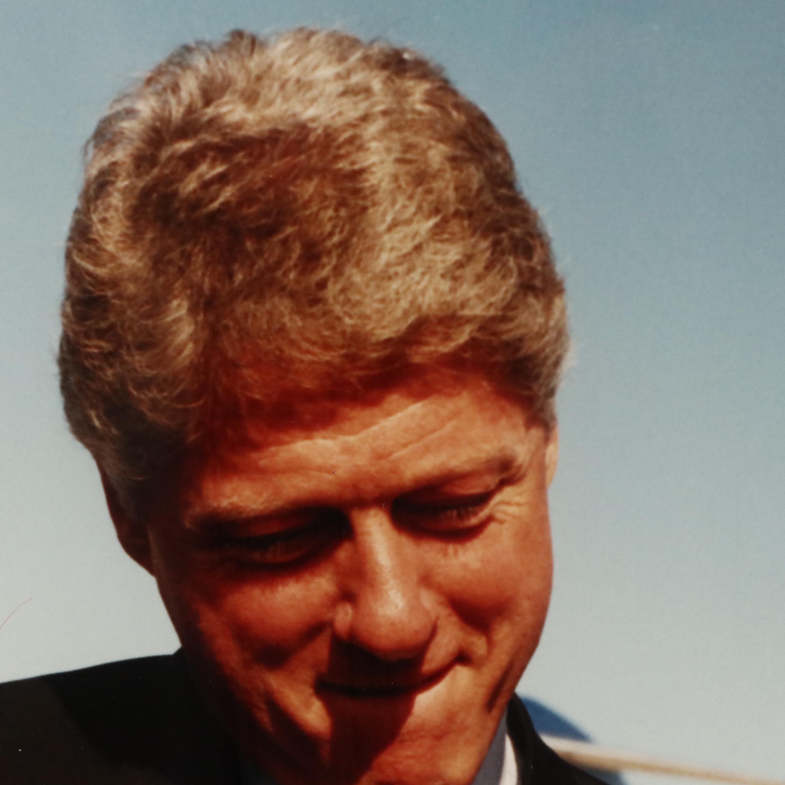 Autographed Newspaper, Photographs and Pin from Bill Clinton's Campaign, 1992