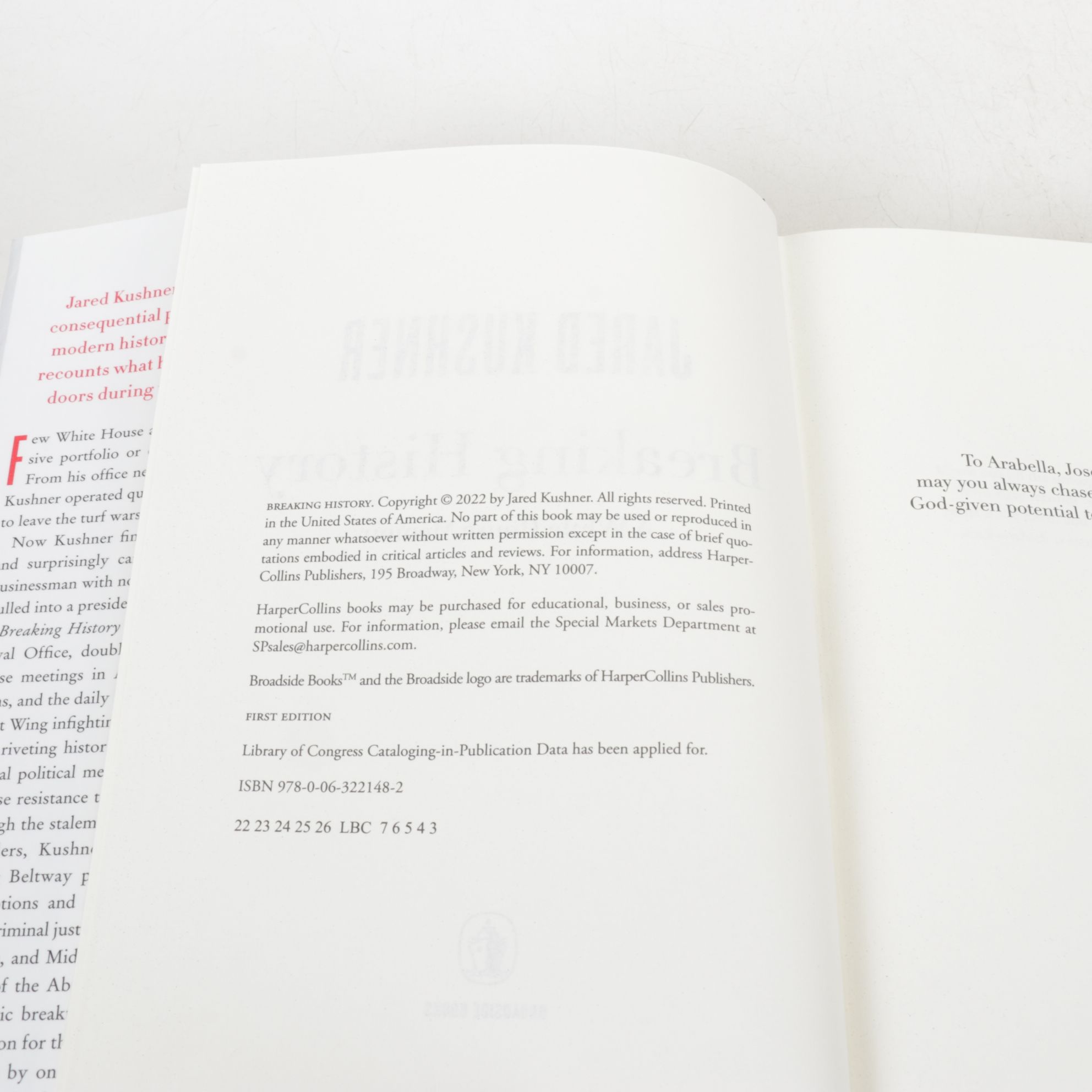 Signed Copy of "Breaking History" by Jared Kushner and Other Political Books