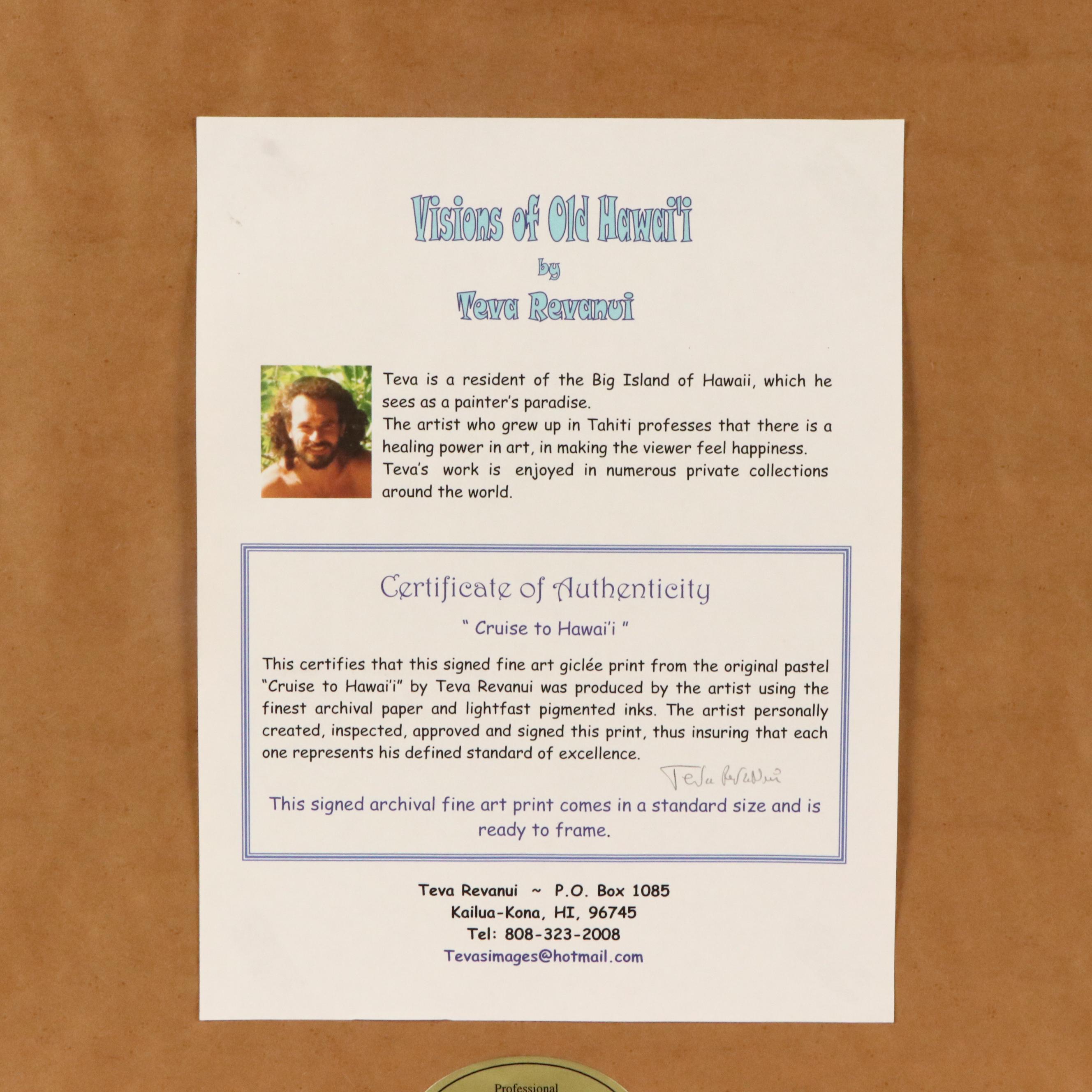 Teva Revanui Giclée "Cruise to Hawaii," Circa 2000