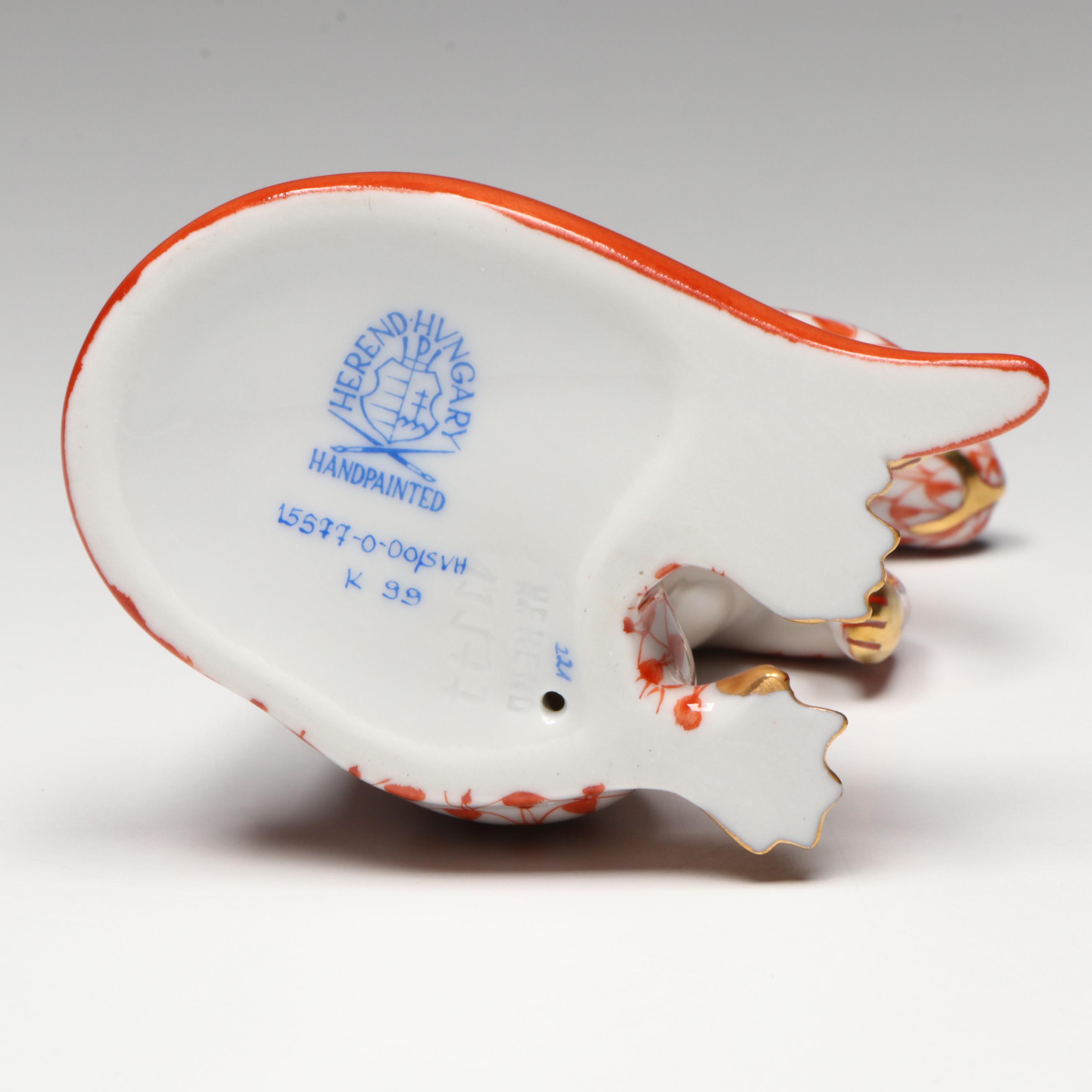 Herend Rust Fishnet with Gold "Standing Sea Otter" Porcelain Figurine, 1999