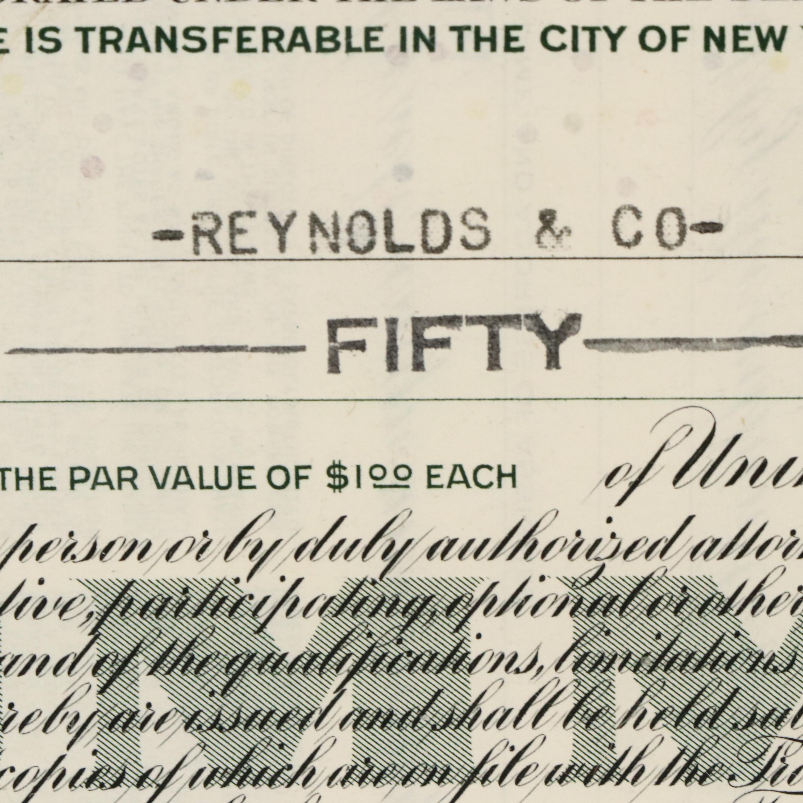 United States Lines Company Stock Certificate, 1949