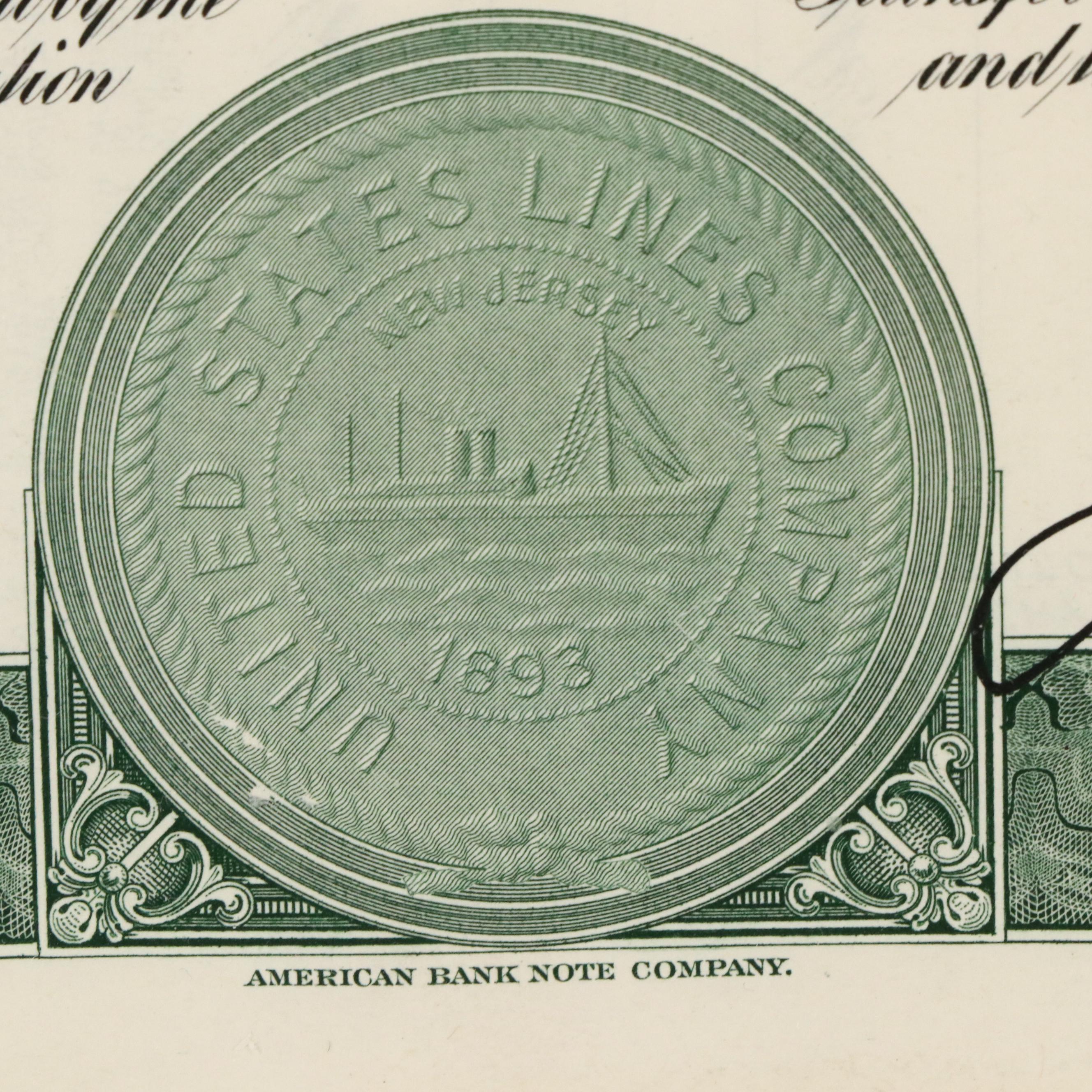 United States Lines Company Stock Certificate, 1949