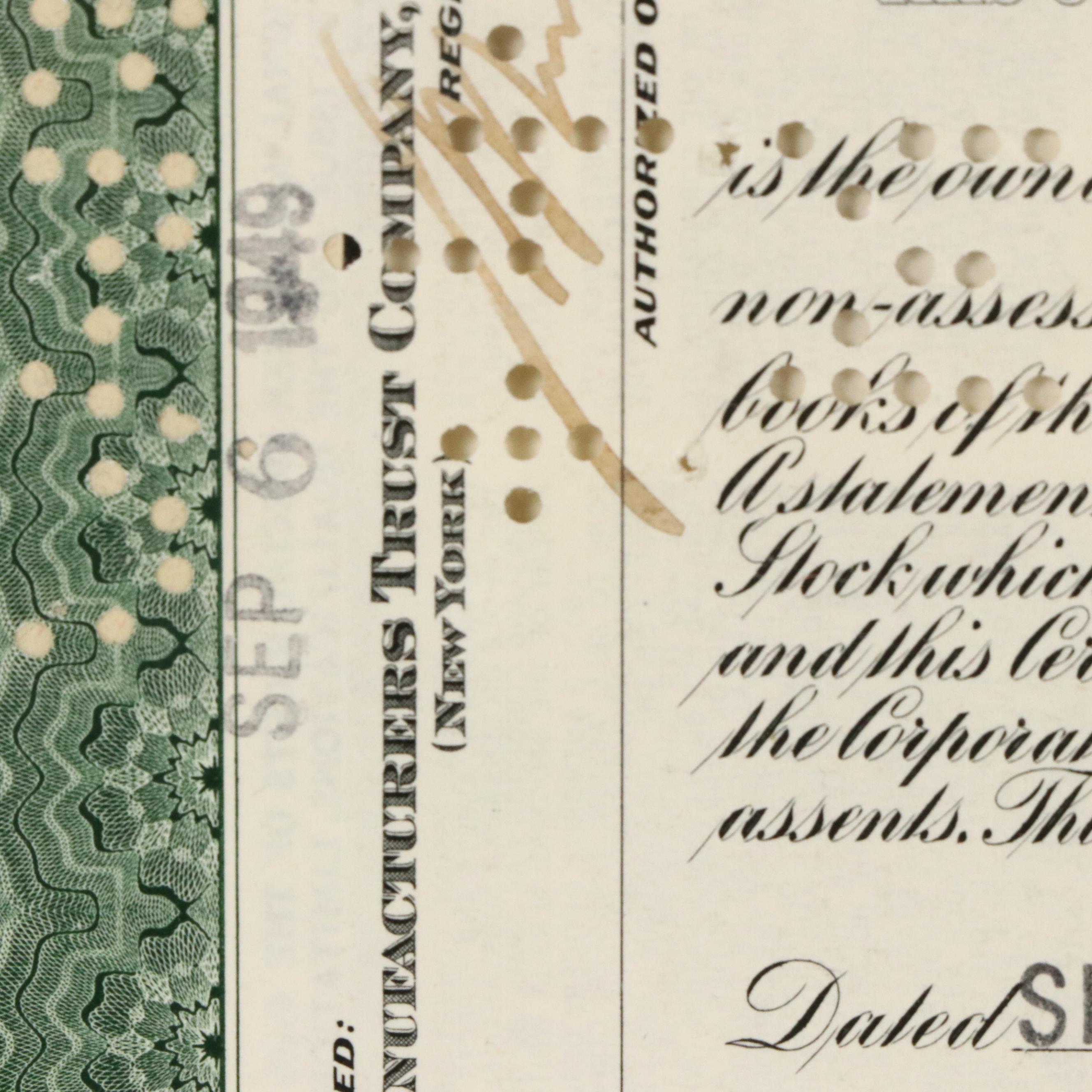 United States Lines Company Stock Certificate, 1949