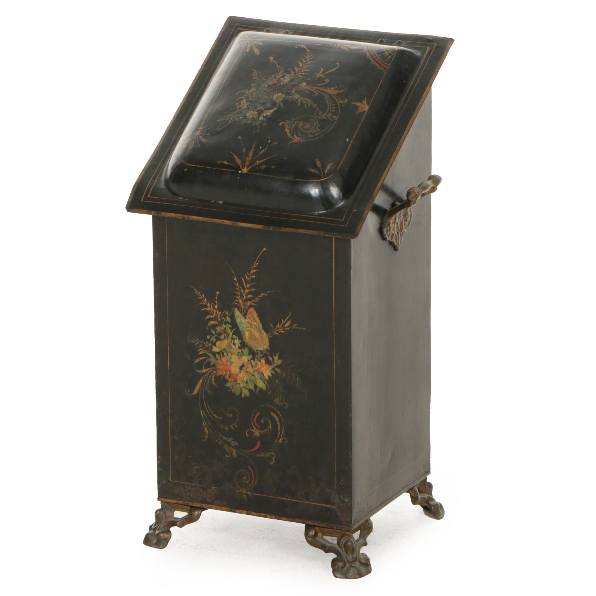Victorian Toleware Coal Scuttle, Late 19th/ Early 20th Century