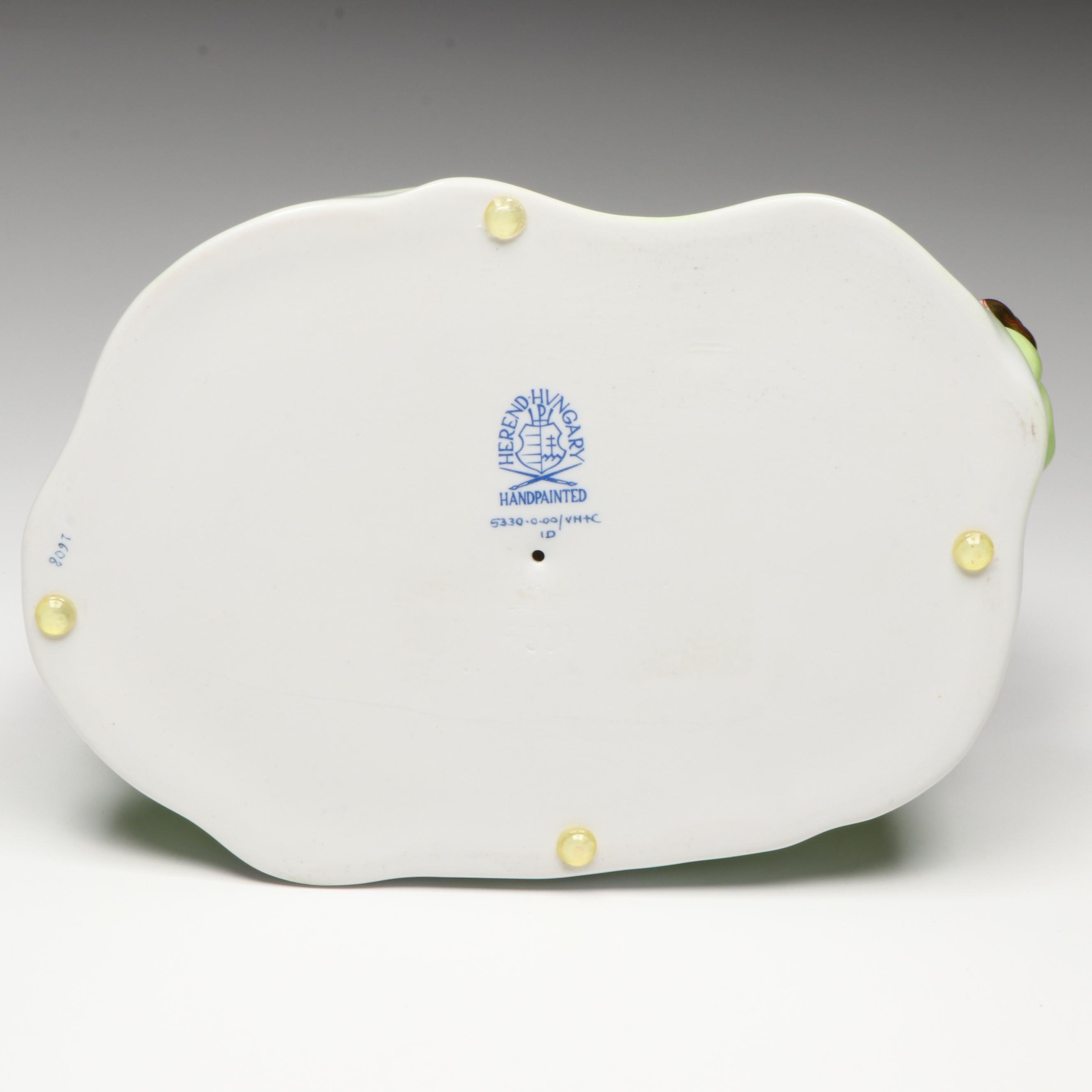 Herend Rust Fishnet with Gold "Rabbit in Grass" Porcelain Figurine