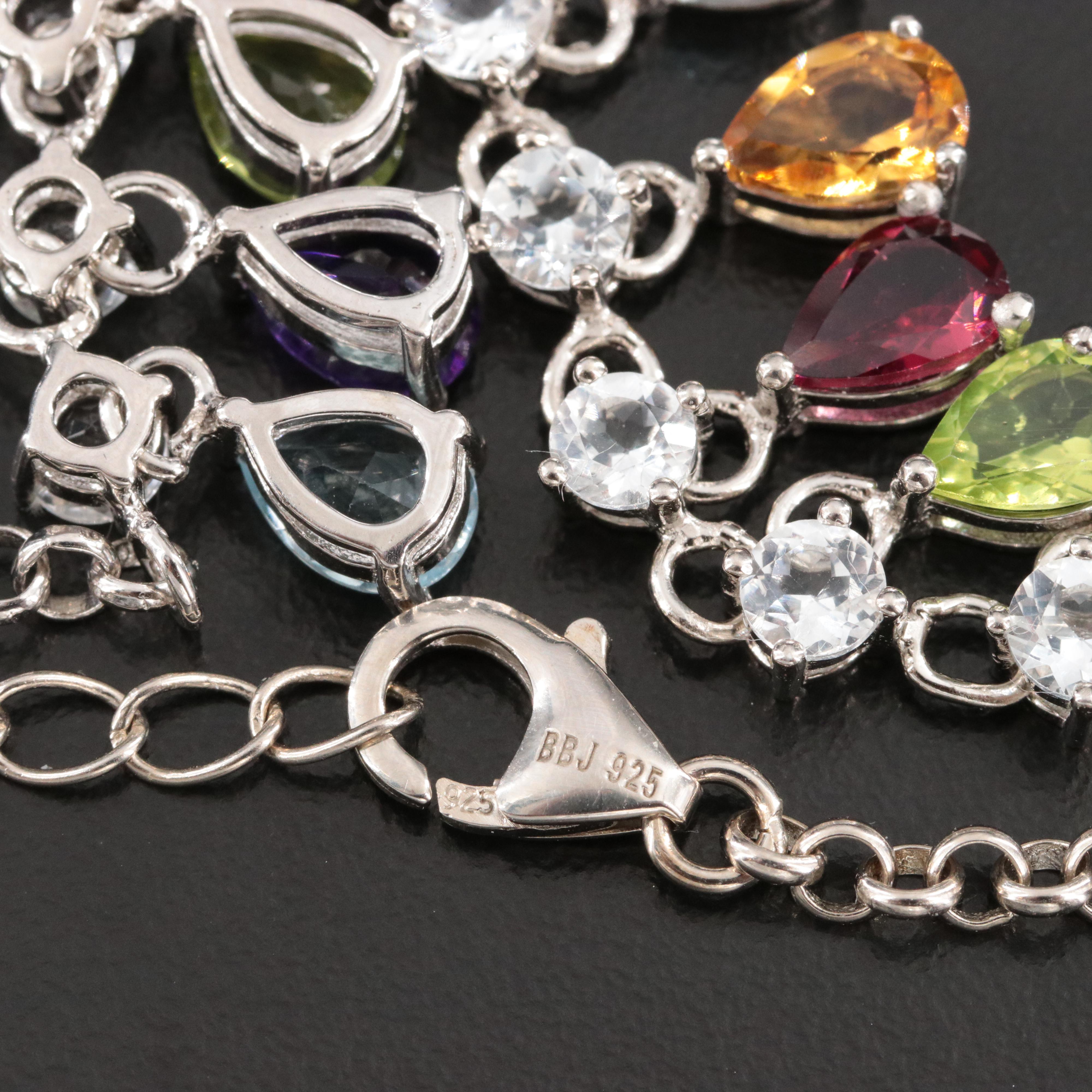 Sterling Gemstone Fringe Necklace