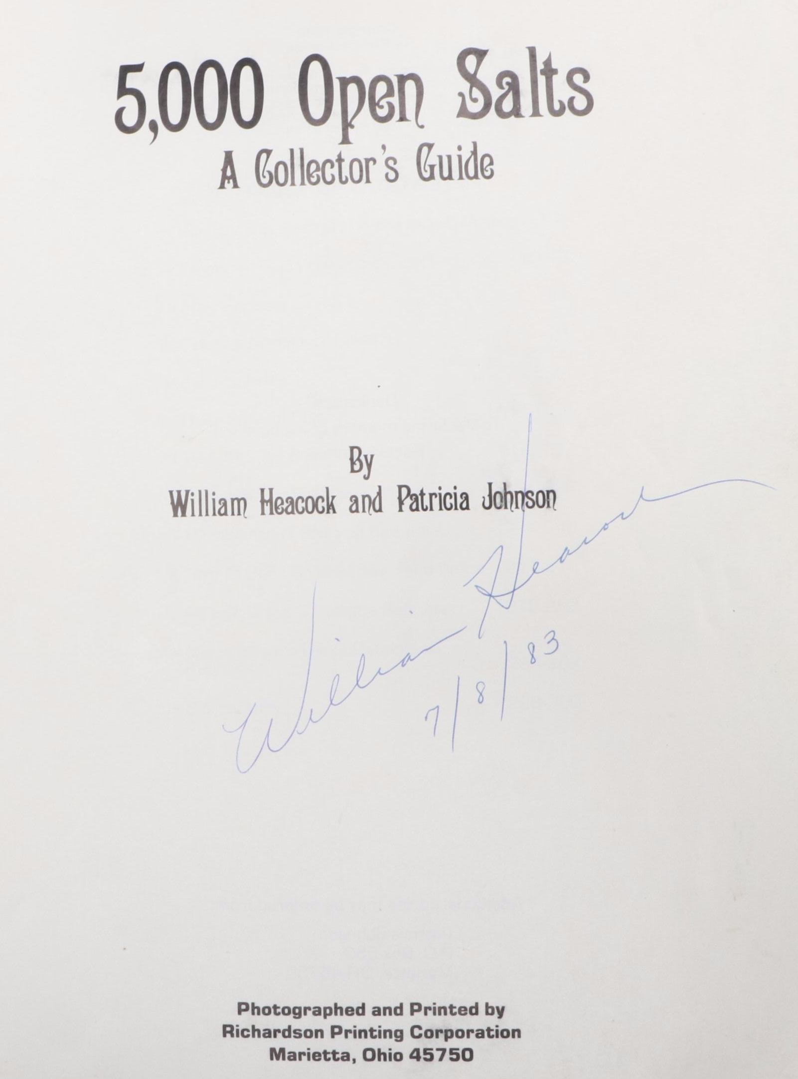 "5,000 Open Salts" by Patricia Johnson with More Salt Cellar Collector's Guides