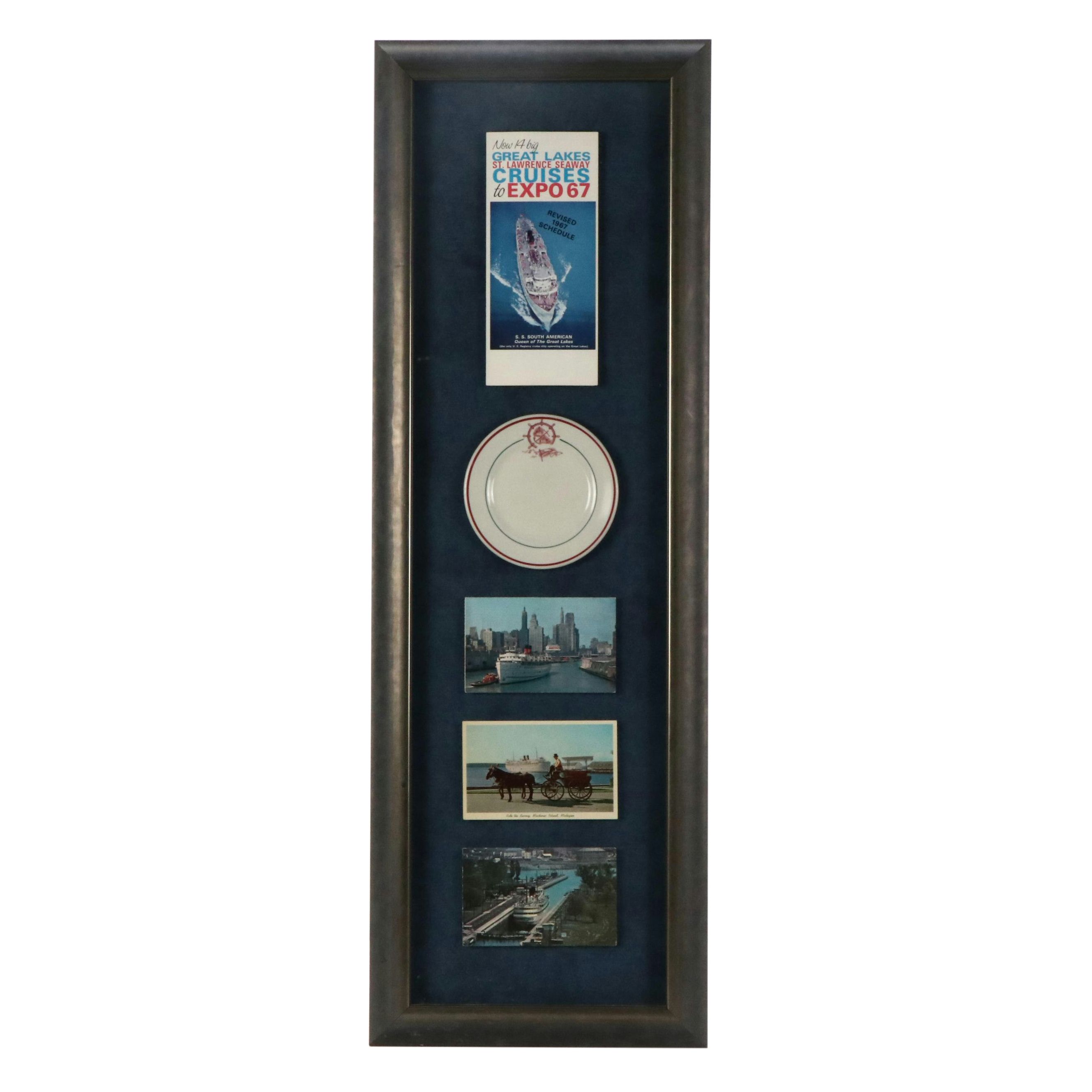 Great Lakes Cruises Memorabilia Including Plate, Brochure, Postcards, Circa 1967
