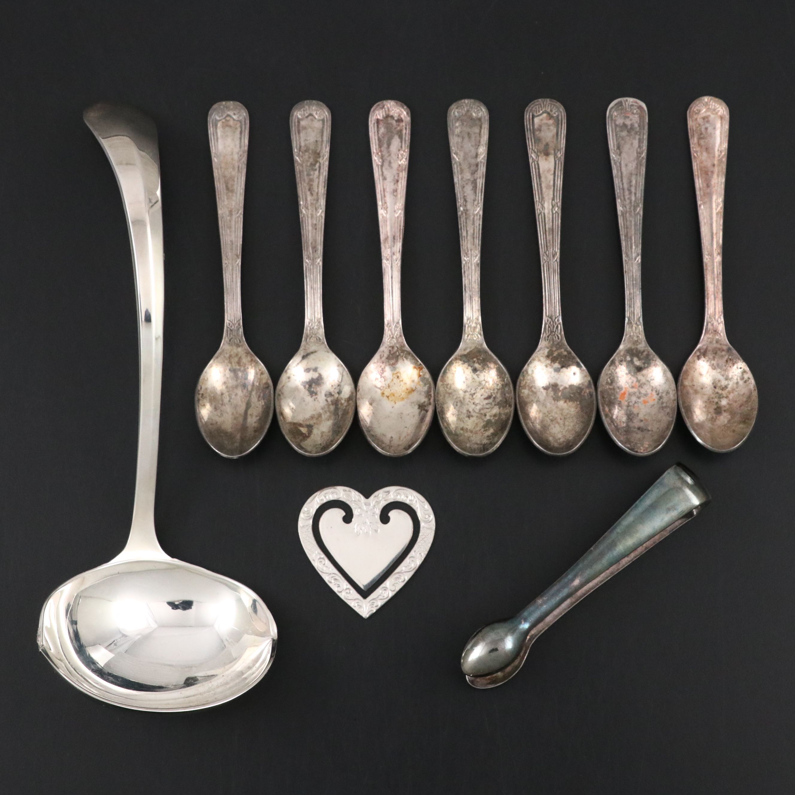 Ritz-Carlton Hotel Silver Plate Spoons and Tongs with Gerity Ladle and Bookmark