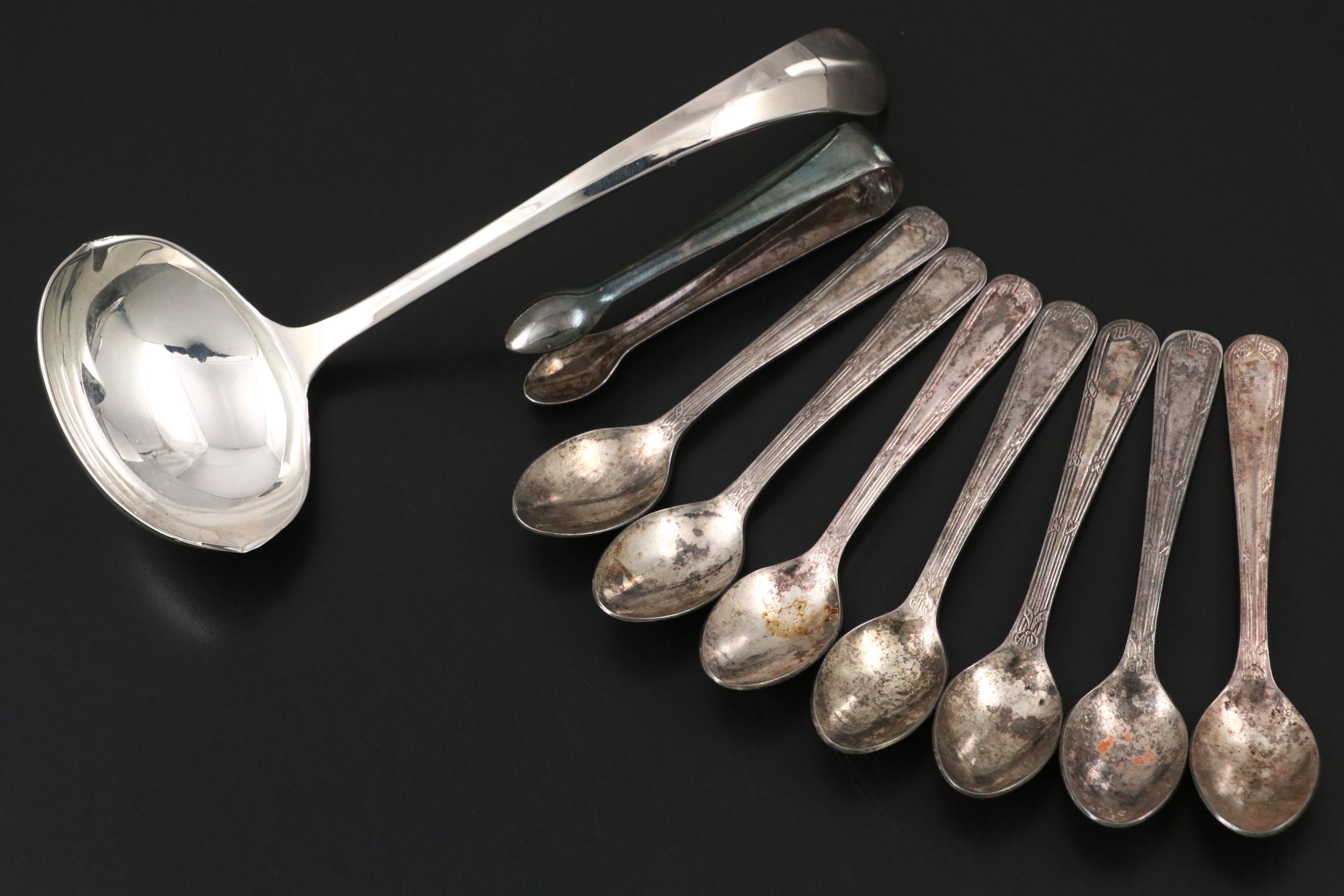 Ritz-Carlton Hotel Silver Plate Spoons and Tongs with Gerity Ladle and Bookmark