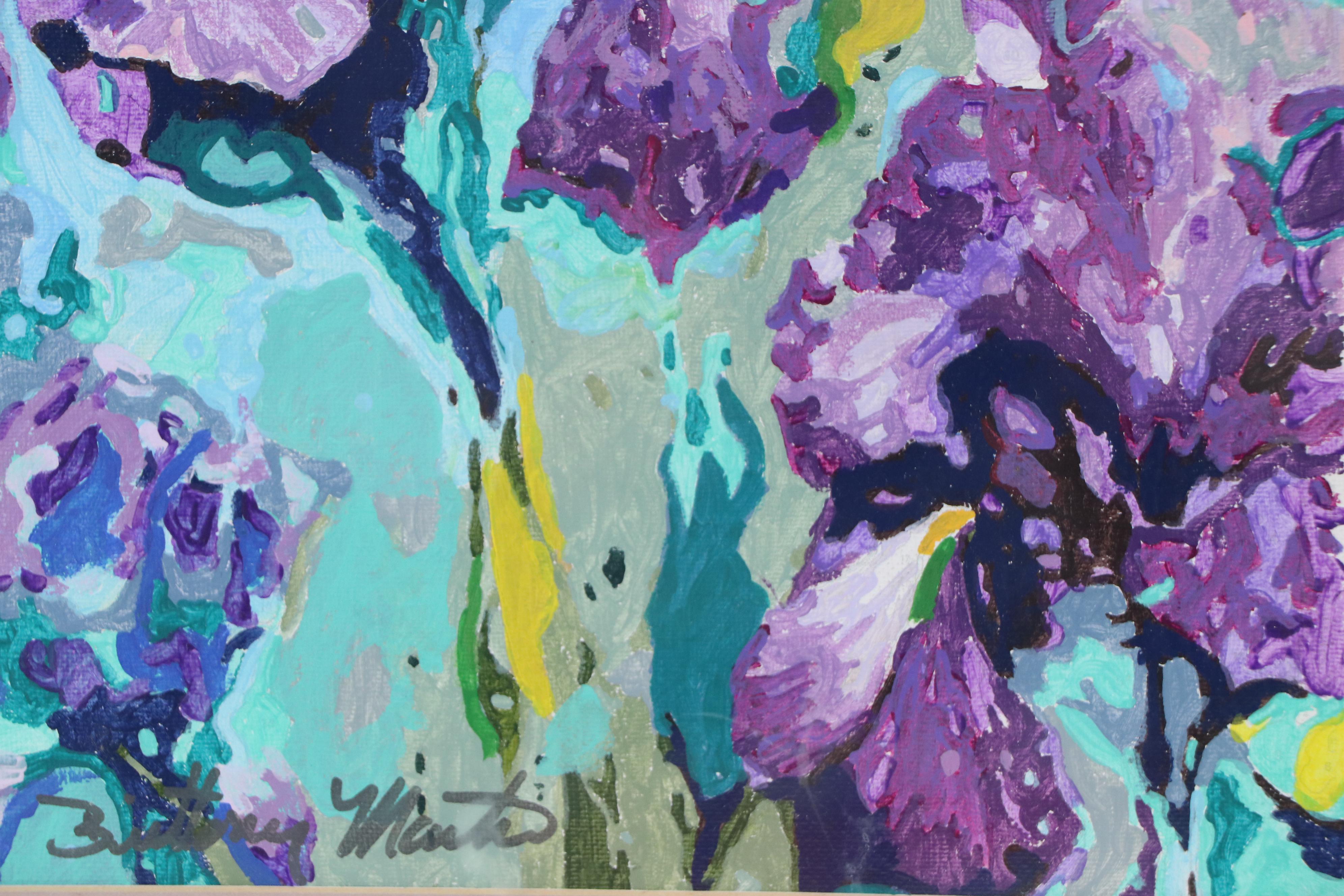 Brittony Martin Acrylic Painting "Irises in Blue," 2025
