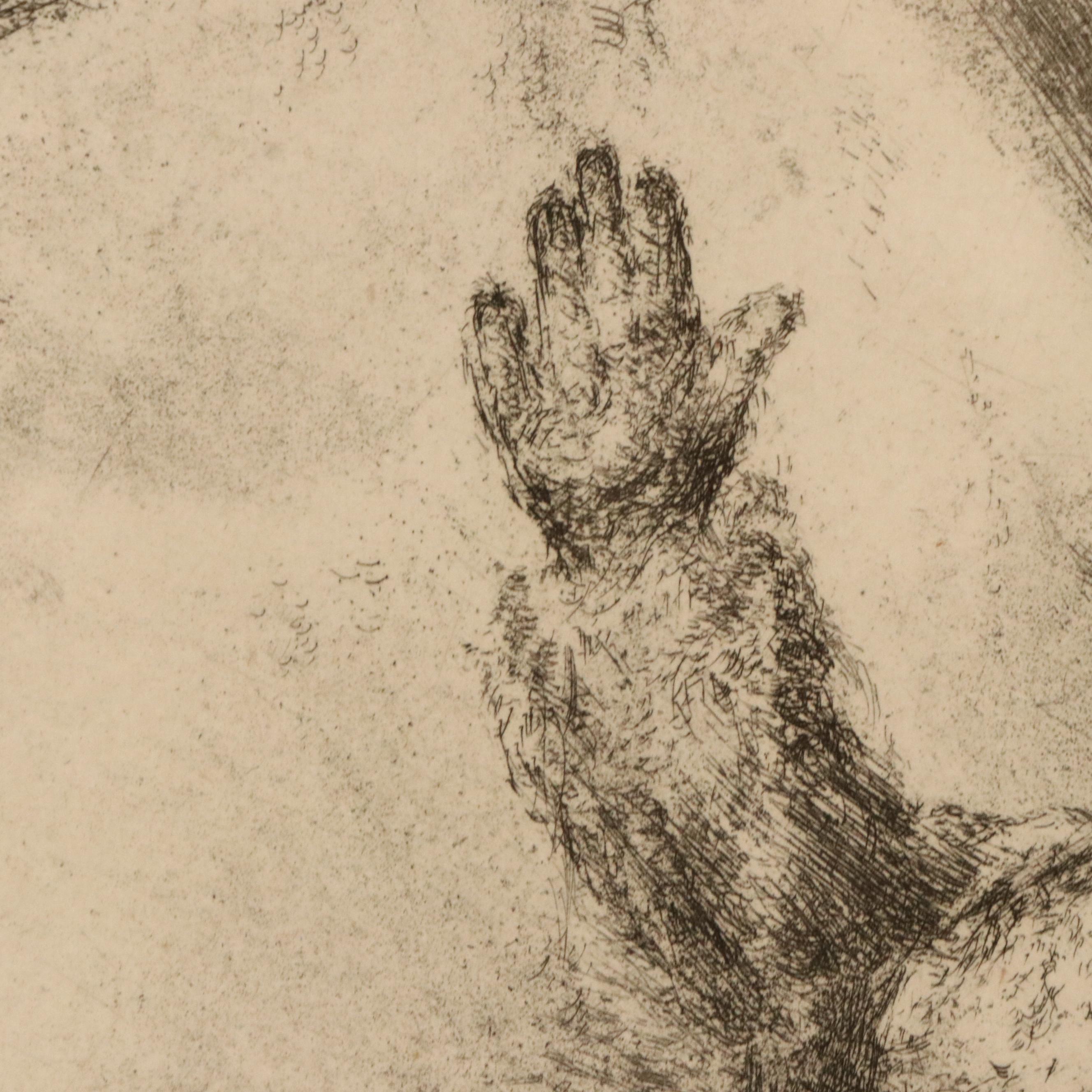 Marc Chagall Etching "Mort de Moïse," 1956