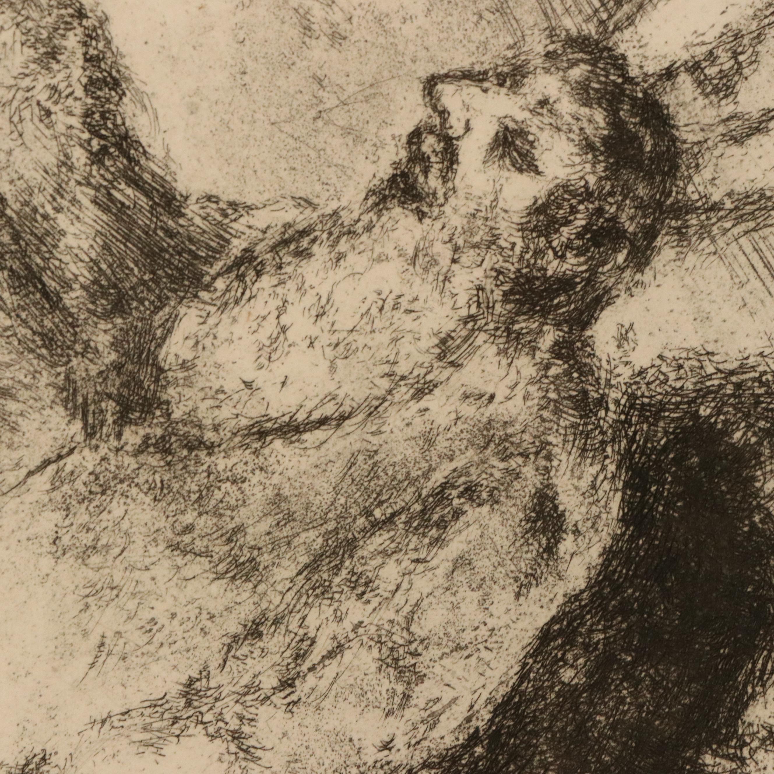 Marc Chagall Etching "Mort de Moïse," 1956