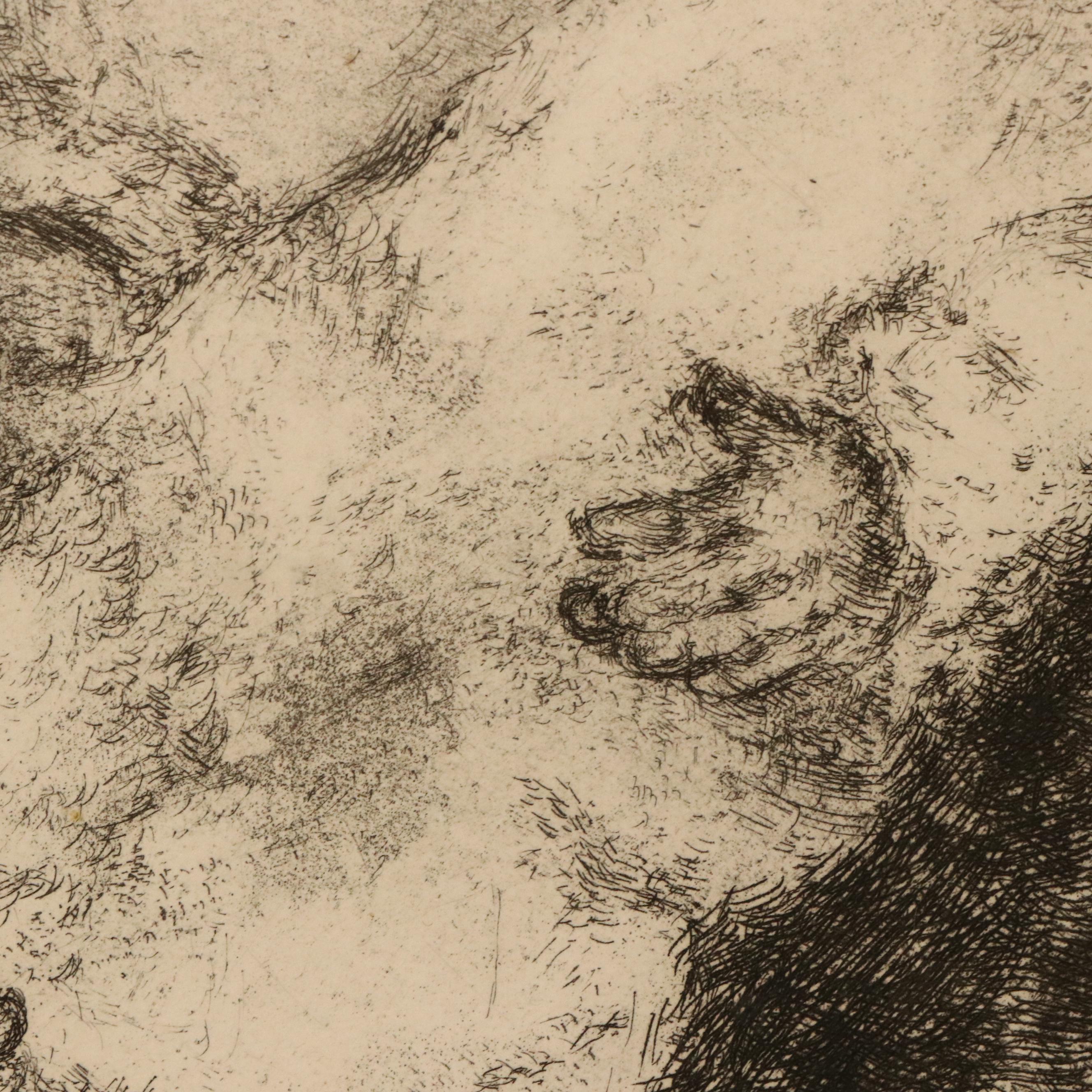 Marc Chagall Etching "Mort de Moïse," 1956