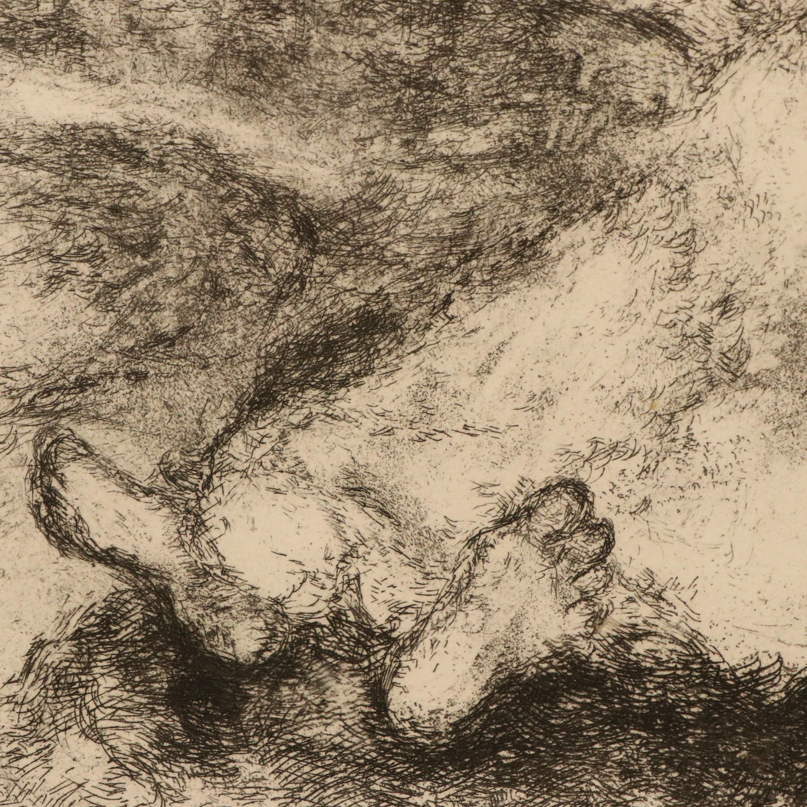 Marc Chagall Etching "Mort de Moïse," 1956