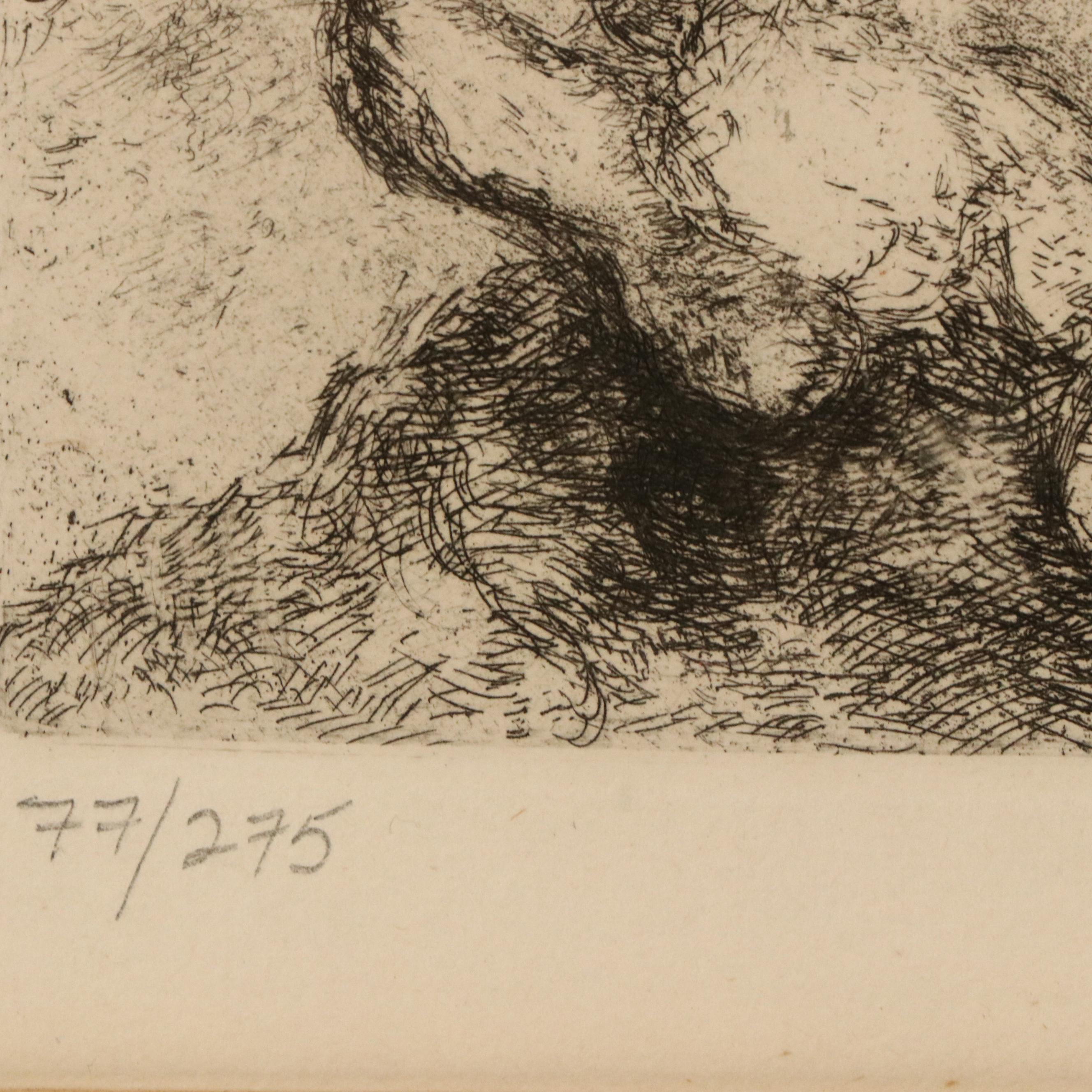 Marc Chagall Etching "Mort de Moïse," 1956