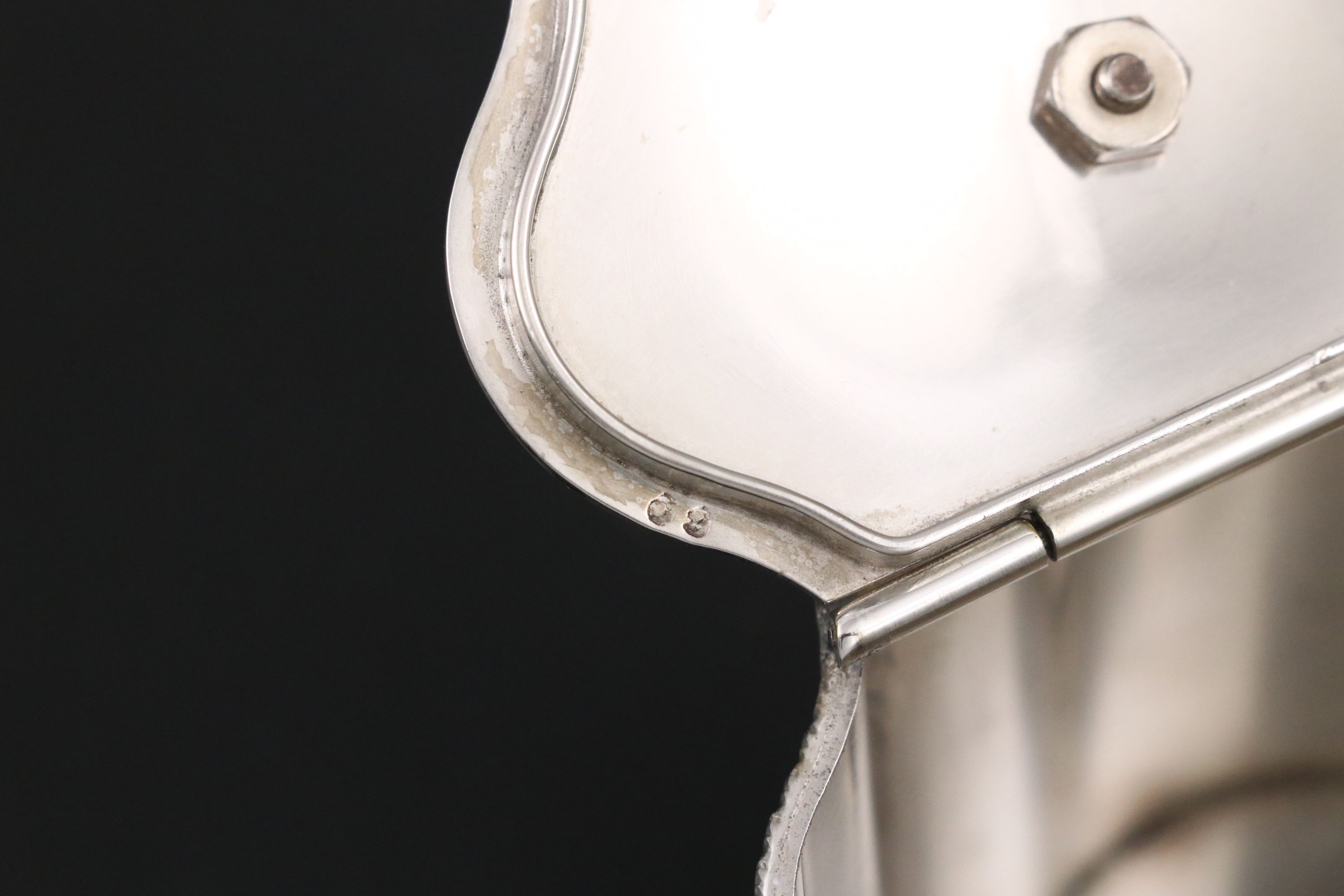 Friedman Silver Plate Cigar Box with Mid Century Silver Plate Cigarette Box