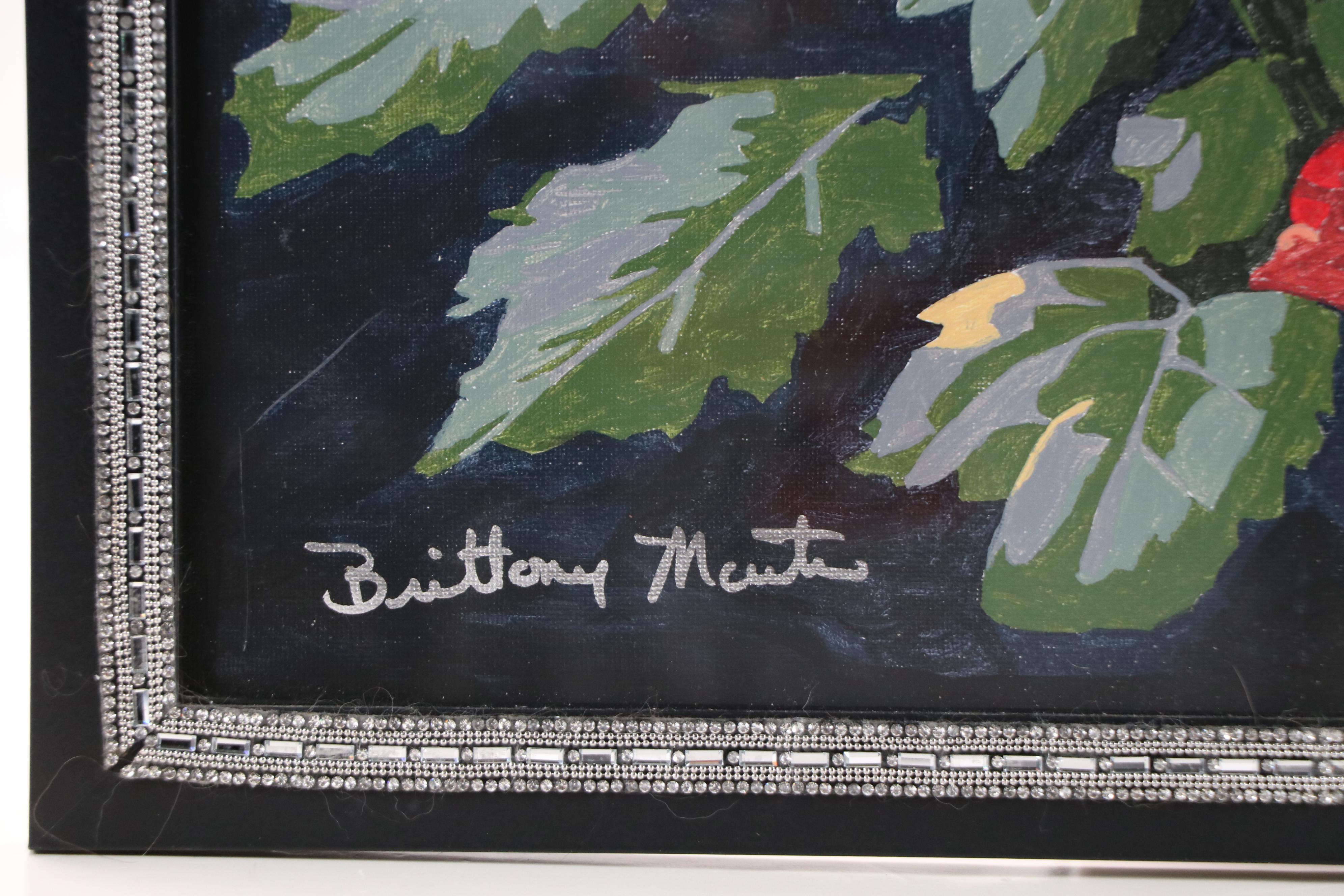 Brittony Martin Floral Acrylic Painting "Orange and Red Poppies on Black," 2025