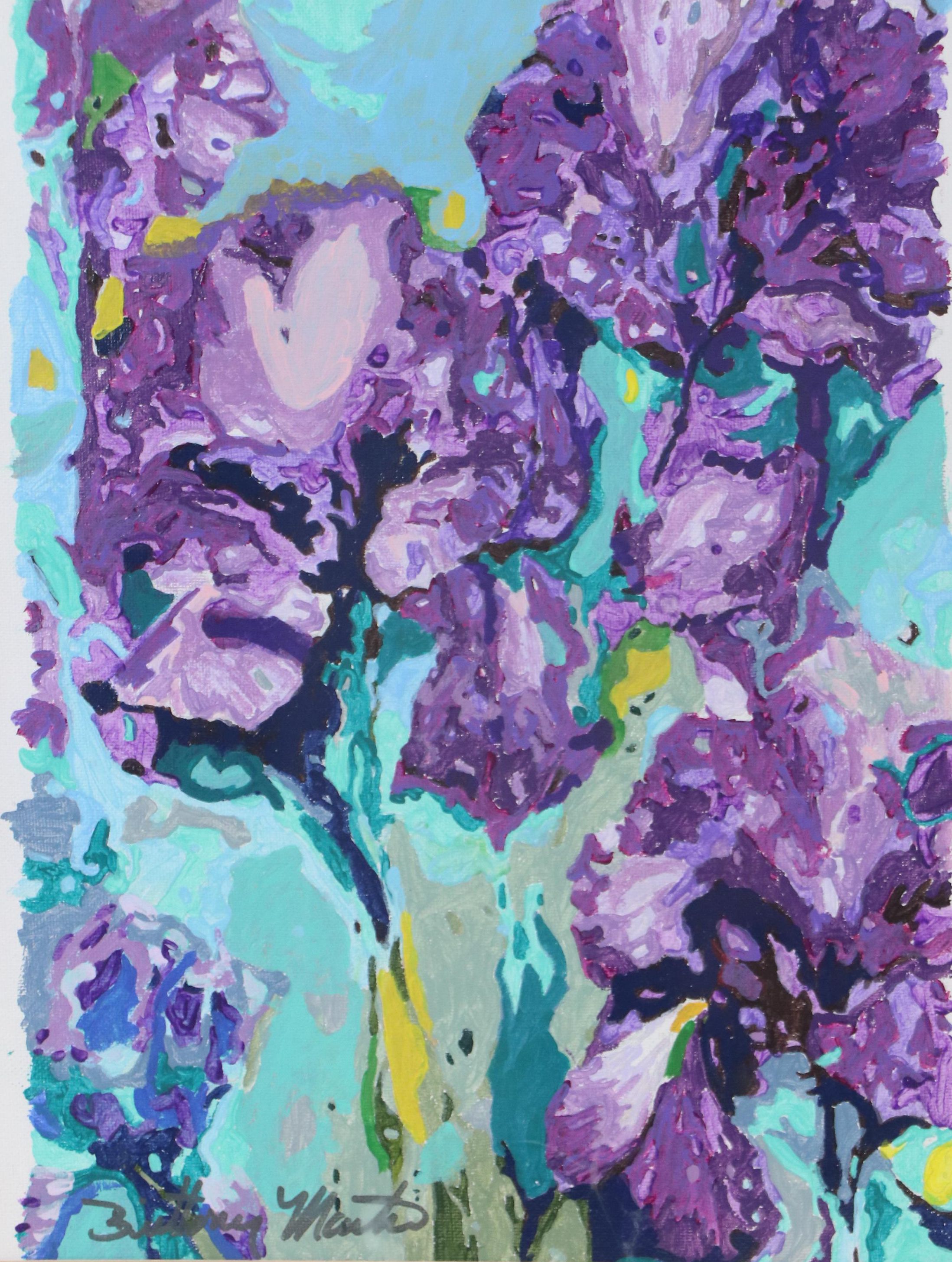 Brittony Martin Acrylic Painting "Irises in Blue," 2025
