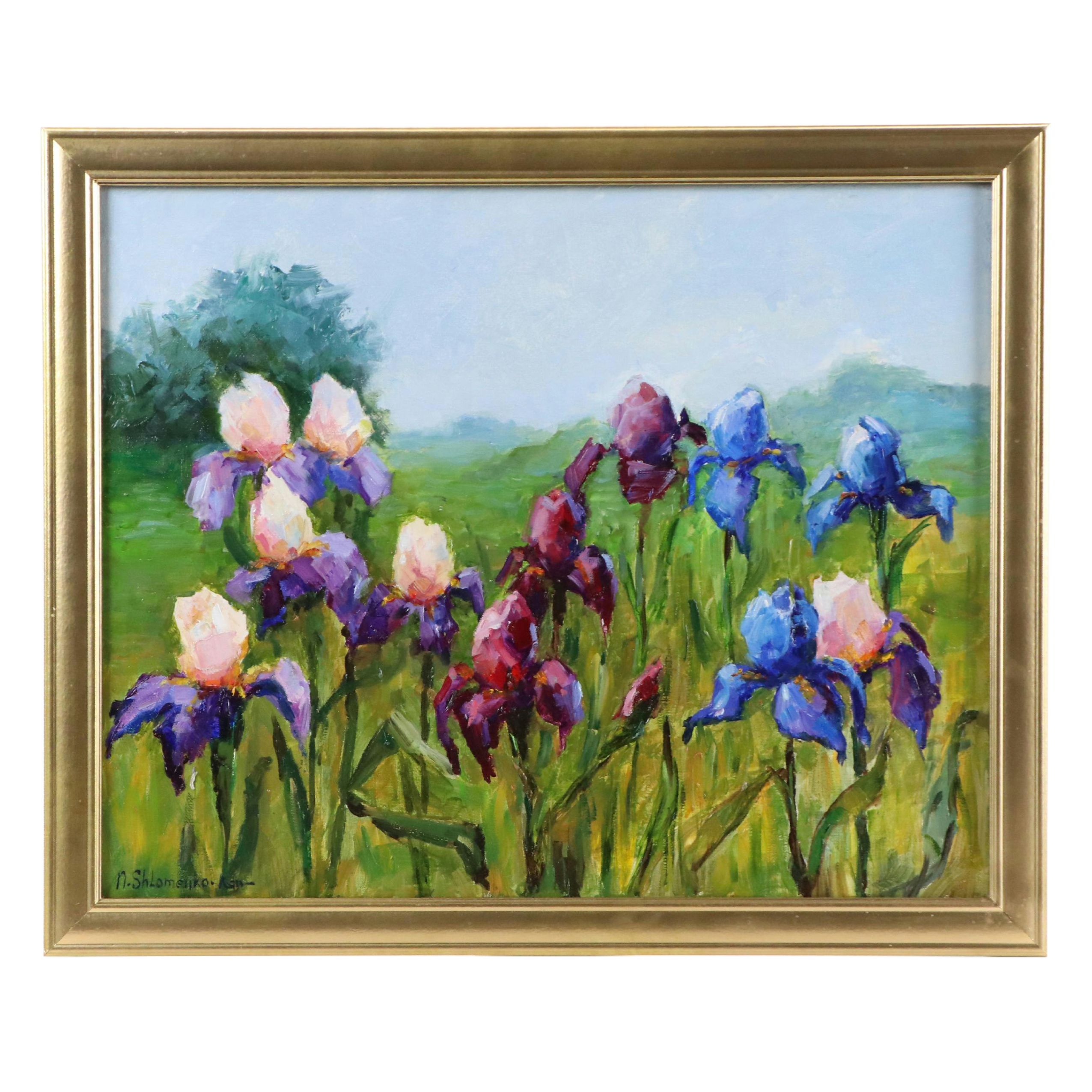 Nataliya Shlomenko Oil Painting "Irises," 2025