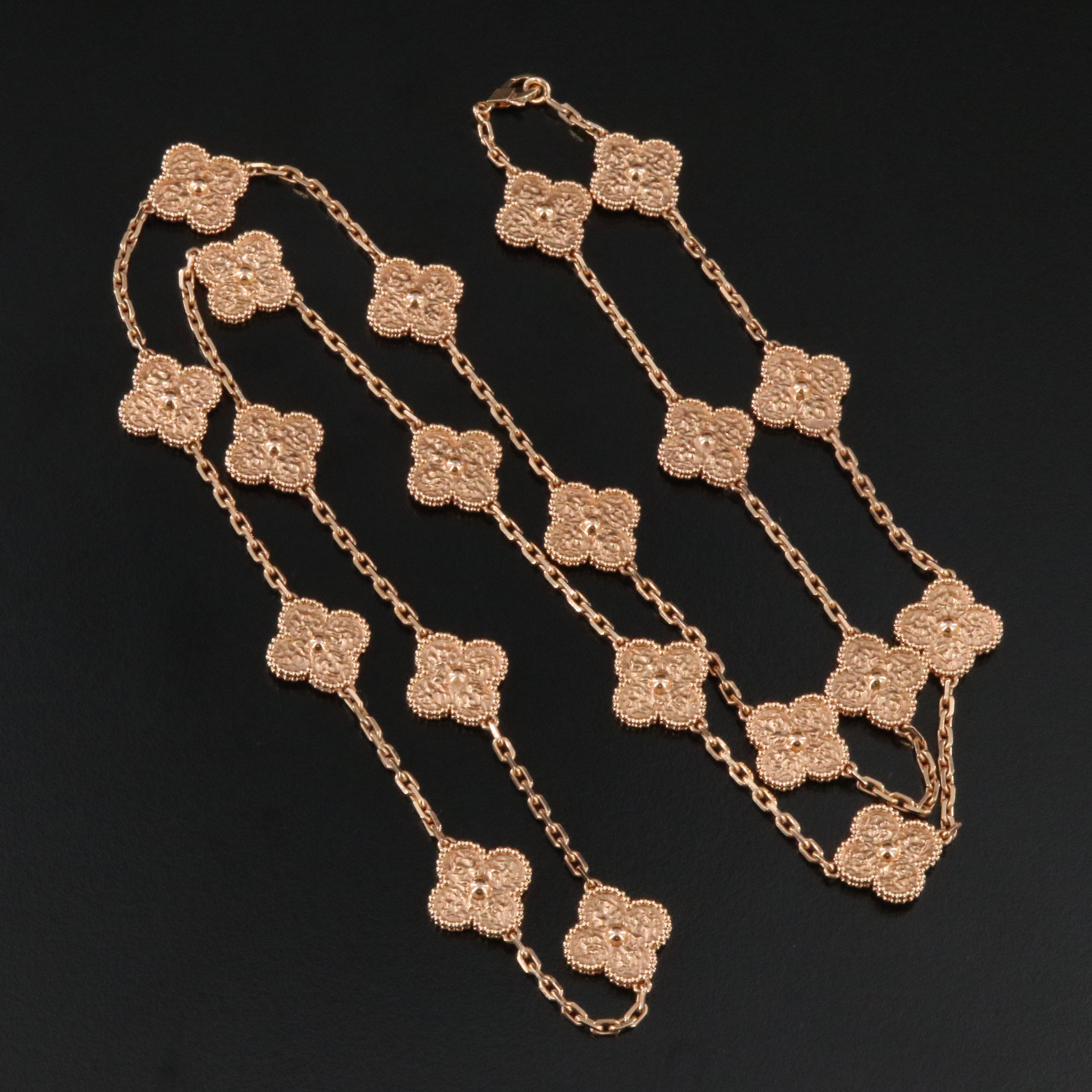Van Cleef & Arpels 20 Motif Alhambra Necklace in 18K Rose Gold, Vintage