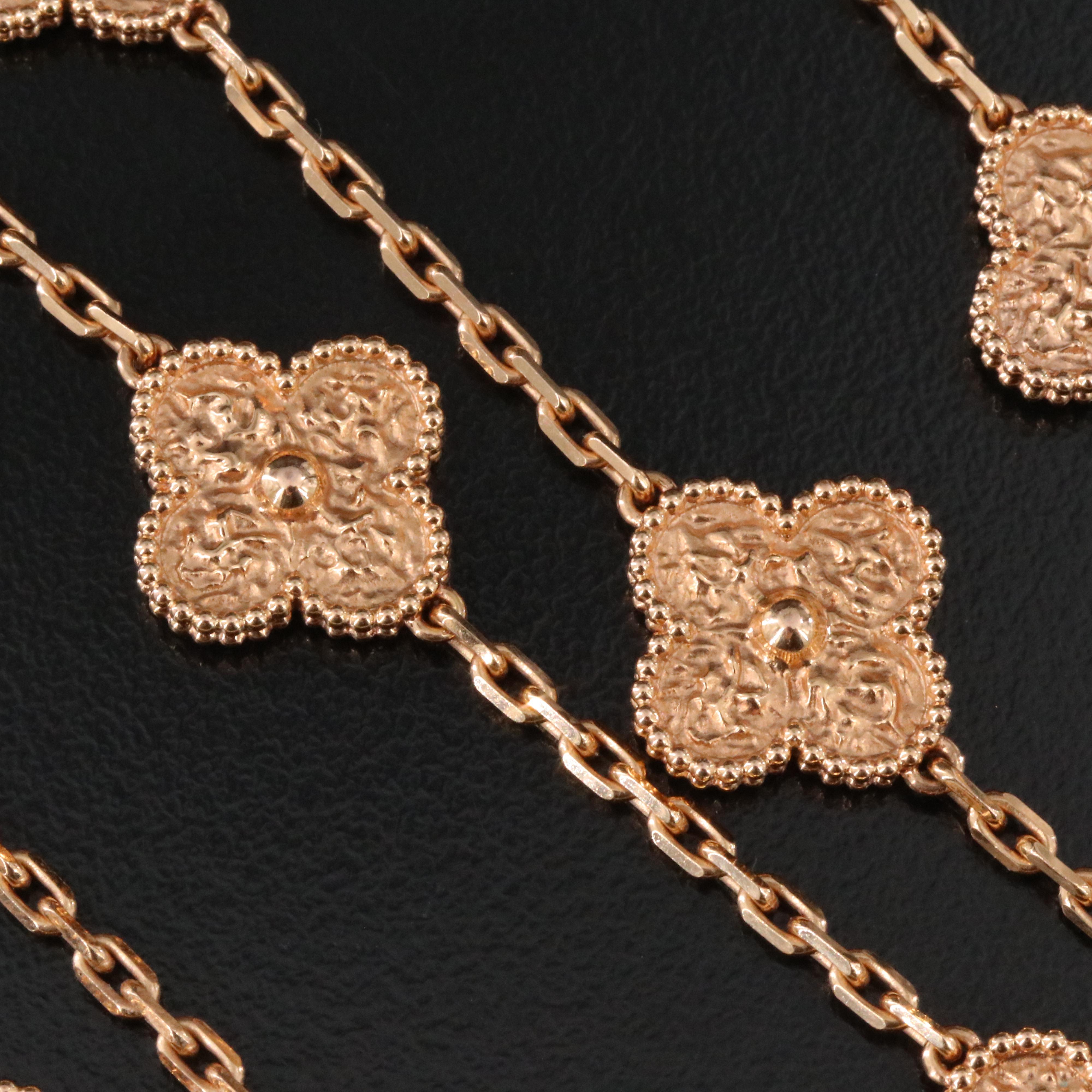Van Cleef & Arpels 20 Motif Alhambra Necklace in 18K Rose Gold, Vintage