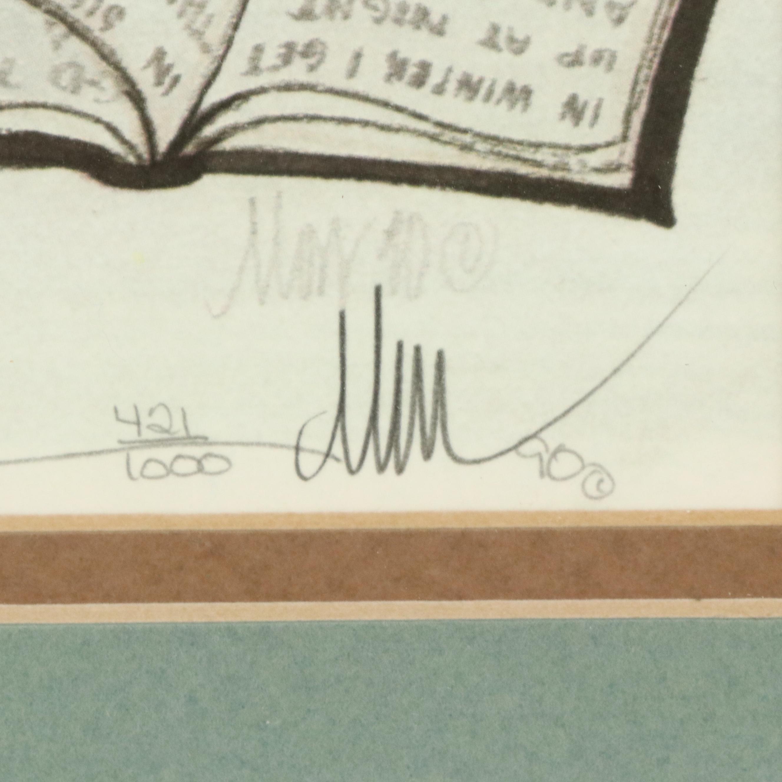 P. Buckley Moss Offset Lithograph "Story For All," 1991