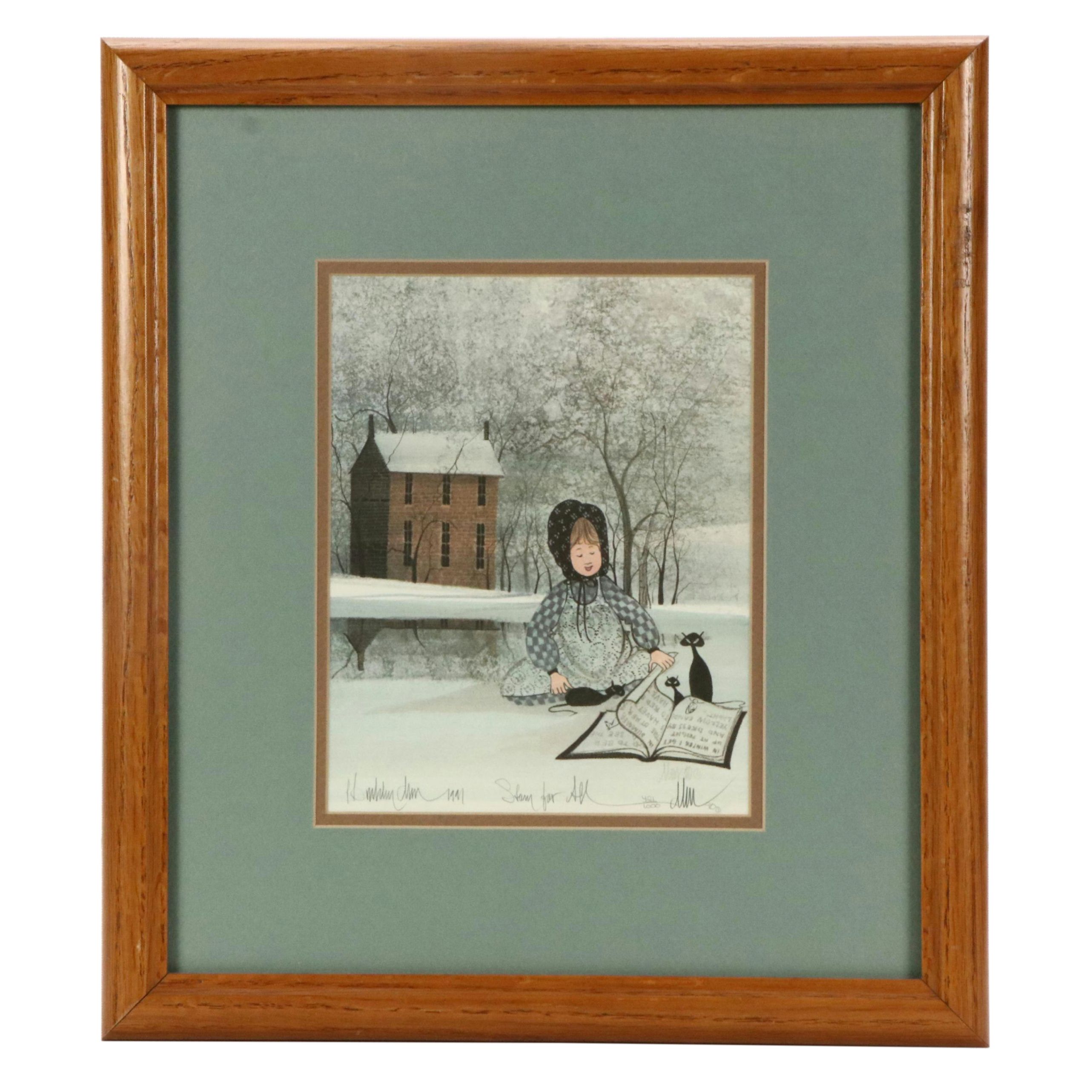 P. Buckley Moss Offset Lithograph "Story For All," 1991