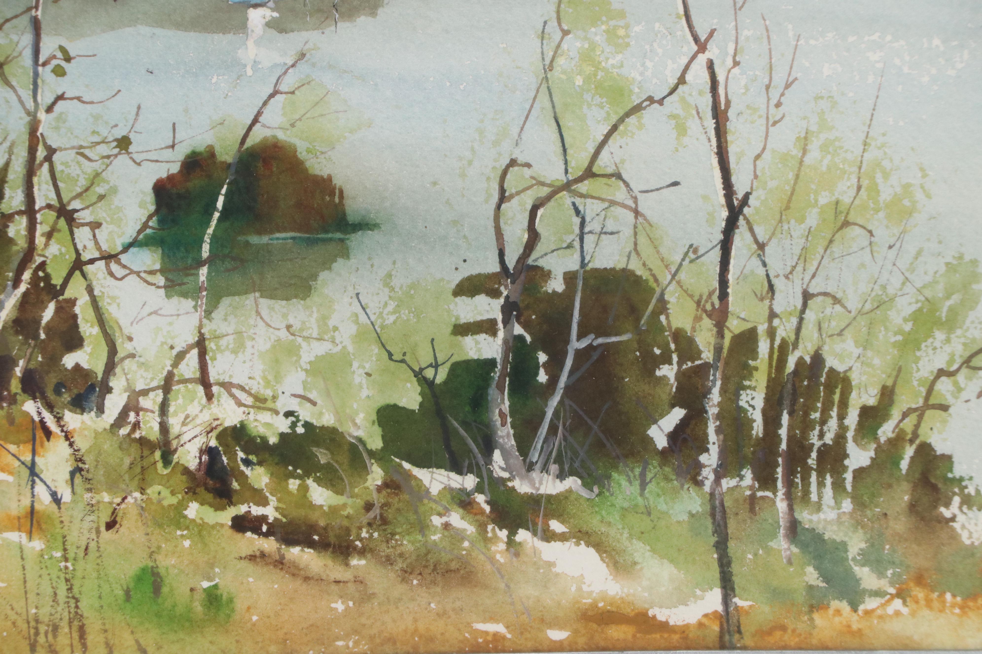 Gerhard C. F. Miller Watercolor Painting of Lake Landscape, 20th Century