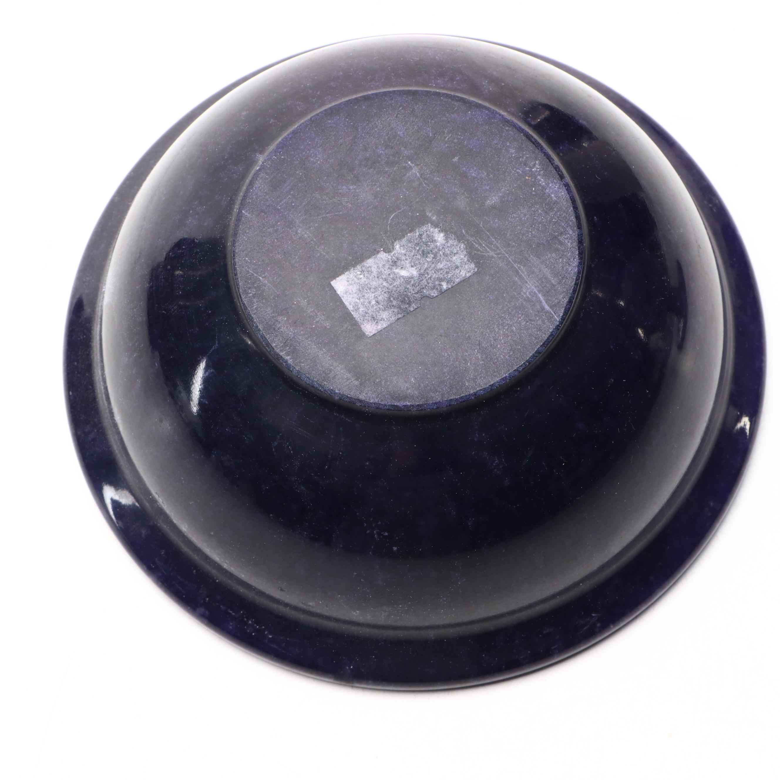 Polished and Carved Marble Lidded Jar and Dyed Calcite Table Accessories