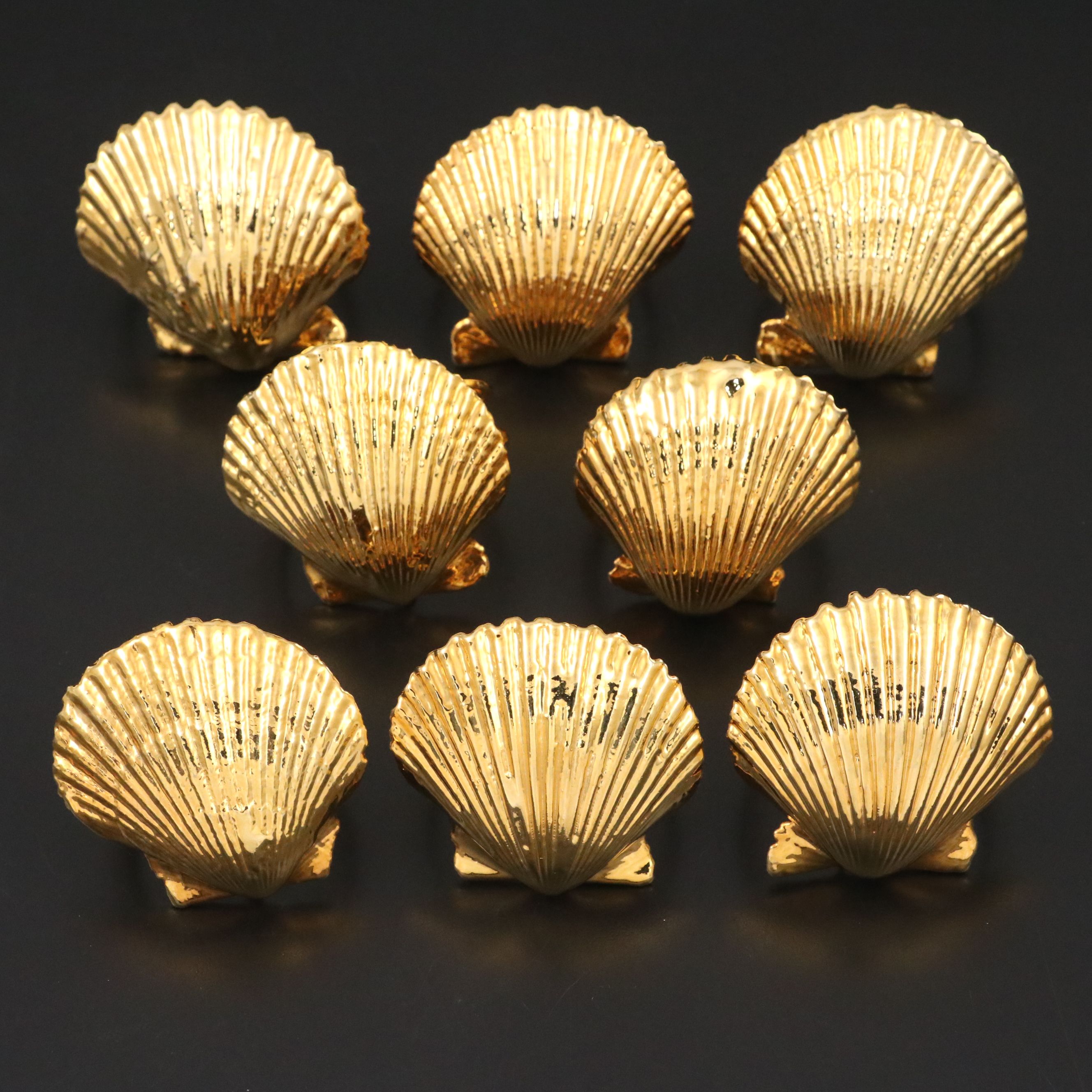 Gold Tone Seashell Form Napkin Rings