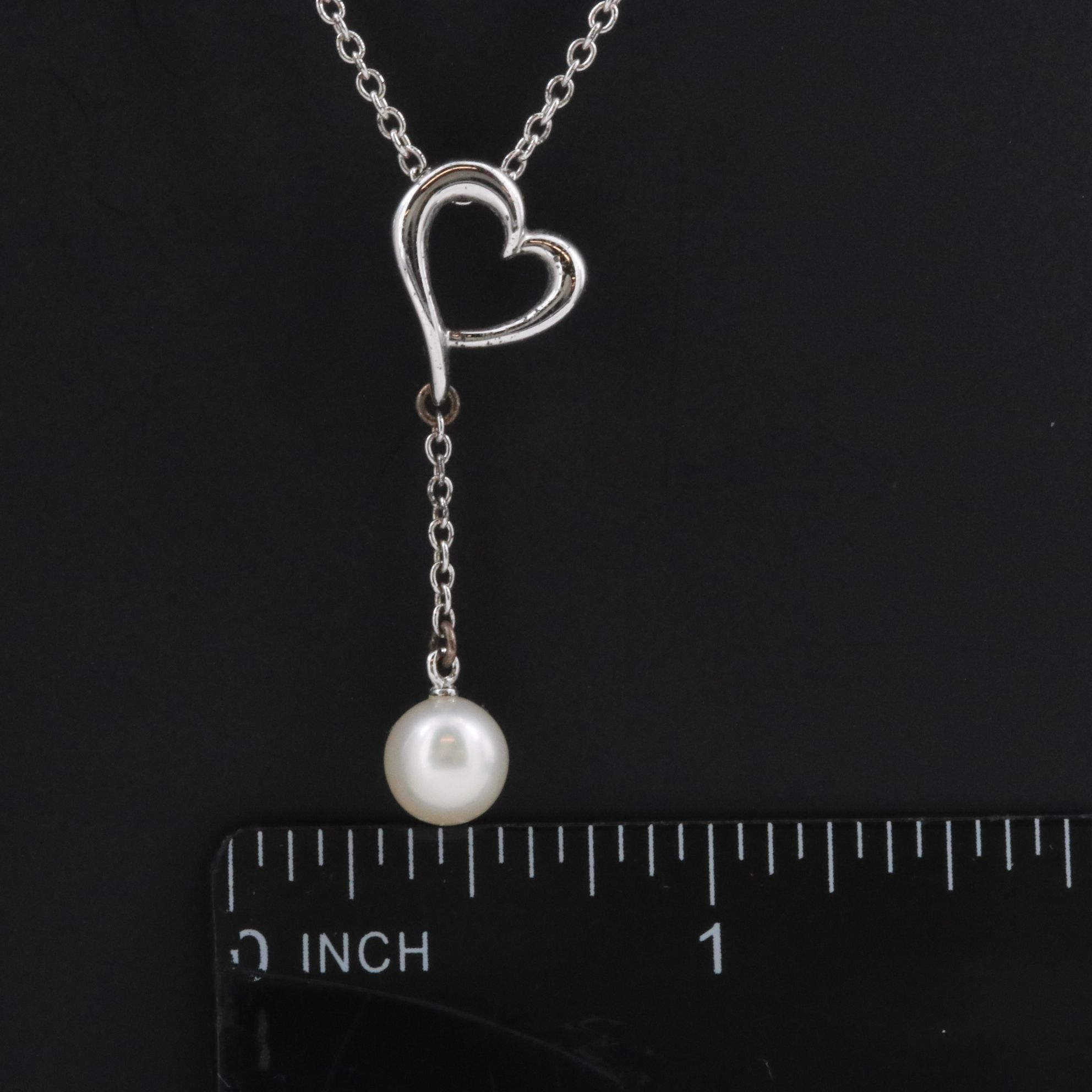 Tasaki Sterling Heart Necklace with Pearl Drop