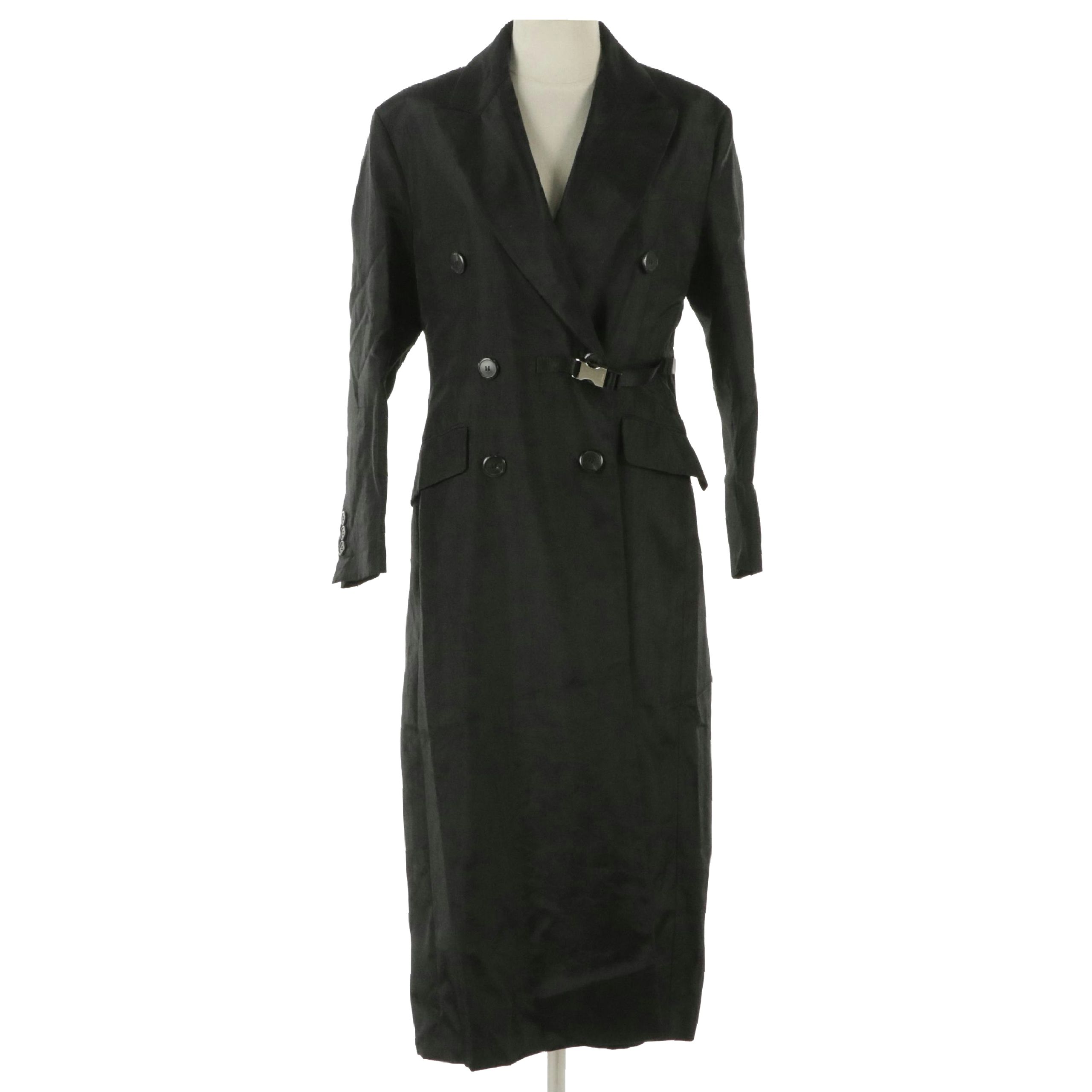 Prada Double-Breasted Trench Coat with Belt Detail