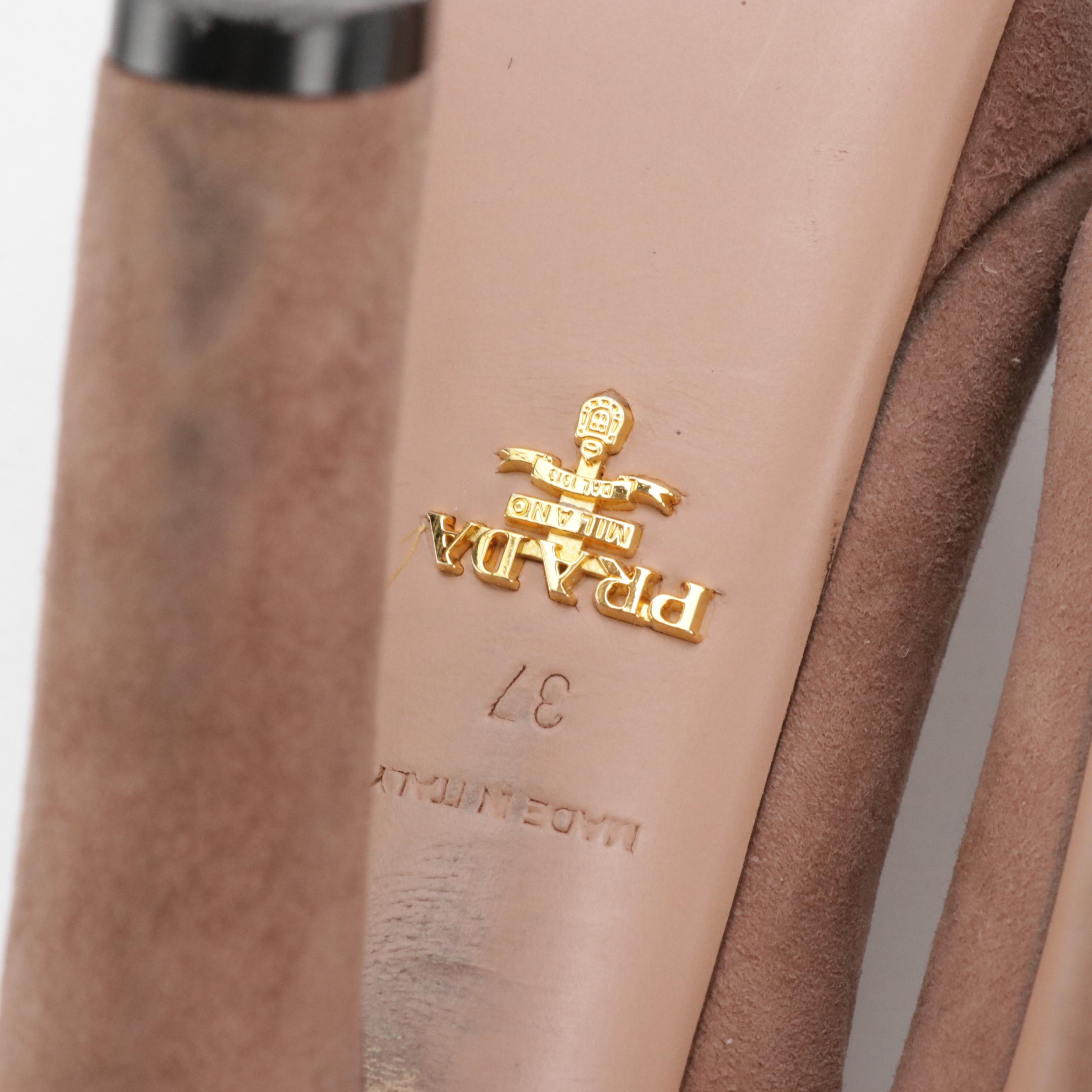 Prada Blush Mauve Suede Platform Peep-Toe Pumps Shoes