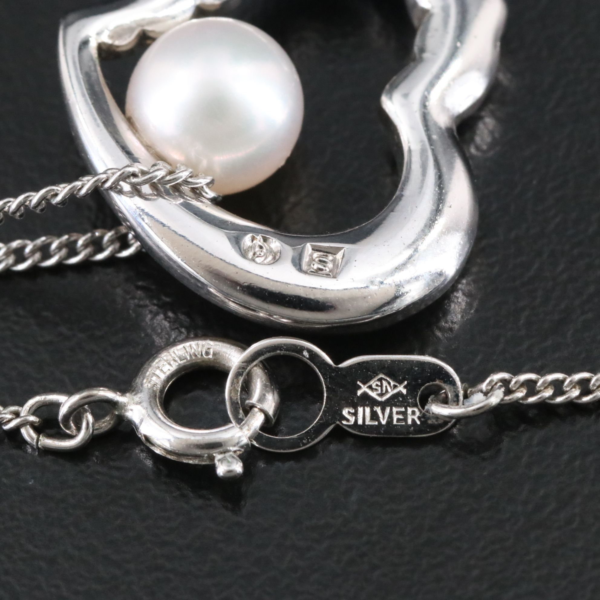 Tasaki Sterling Pearl Heart Pendant Necklace