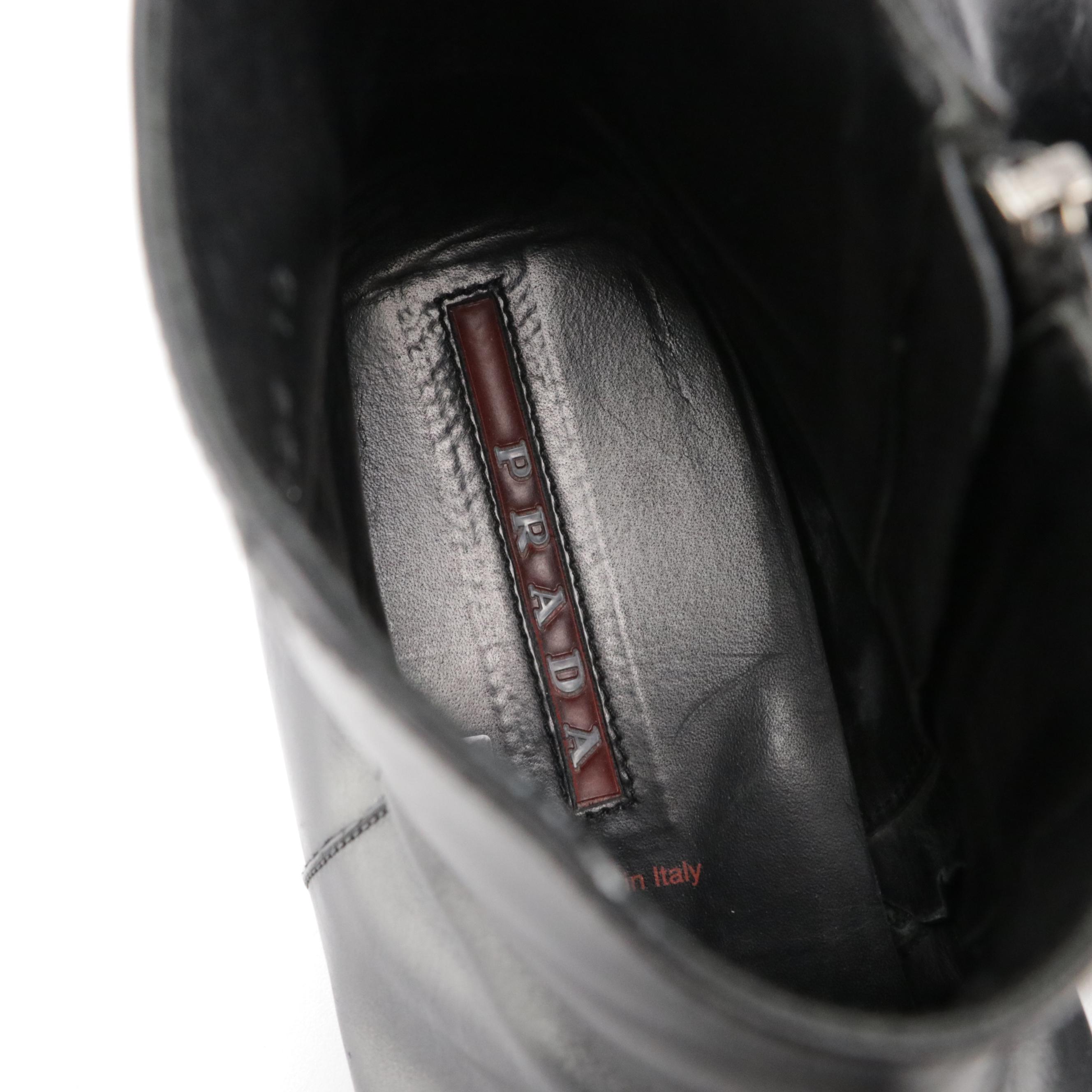 Men's Prada Black Leather Ankle Boots