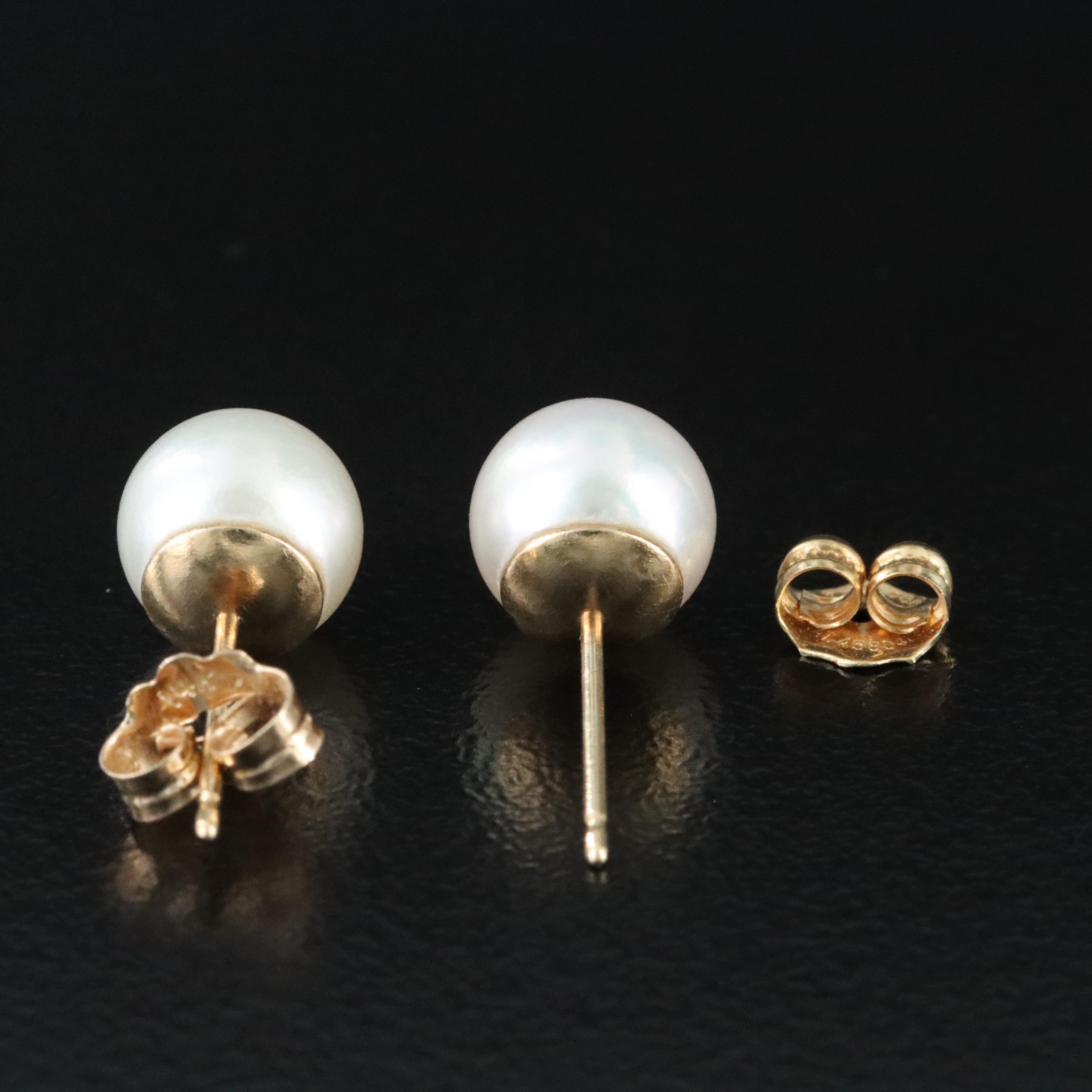 14K Pearl Stud Earrings