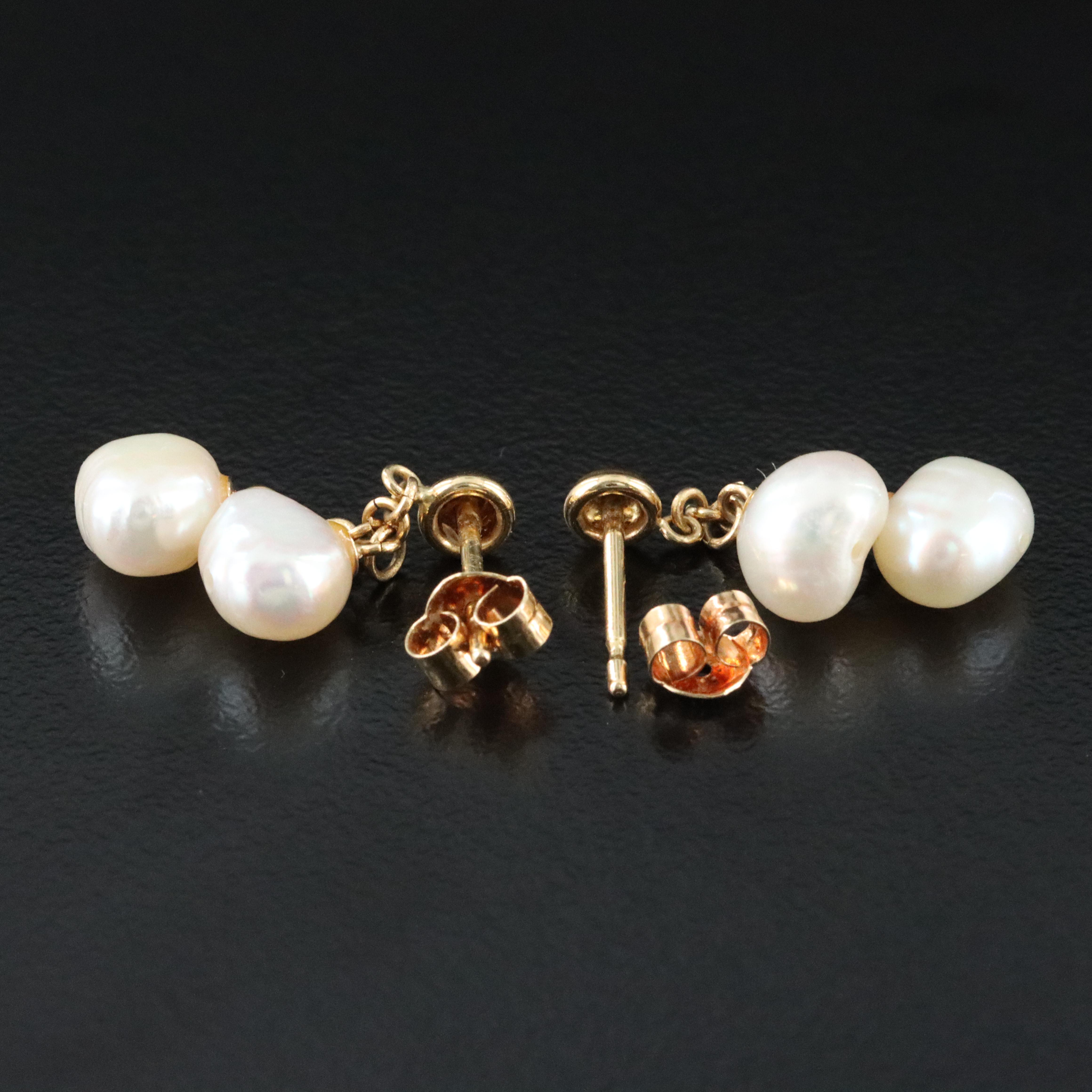 18K Baroque Pearl Drop Earrings