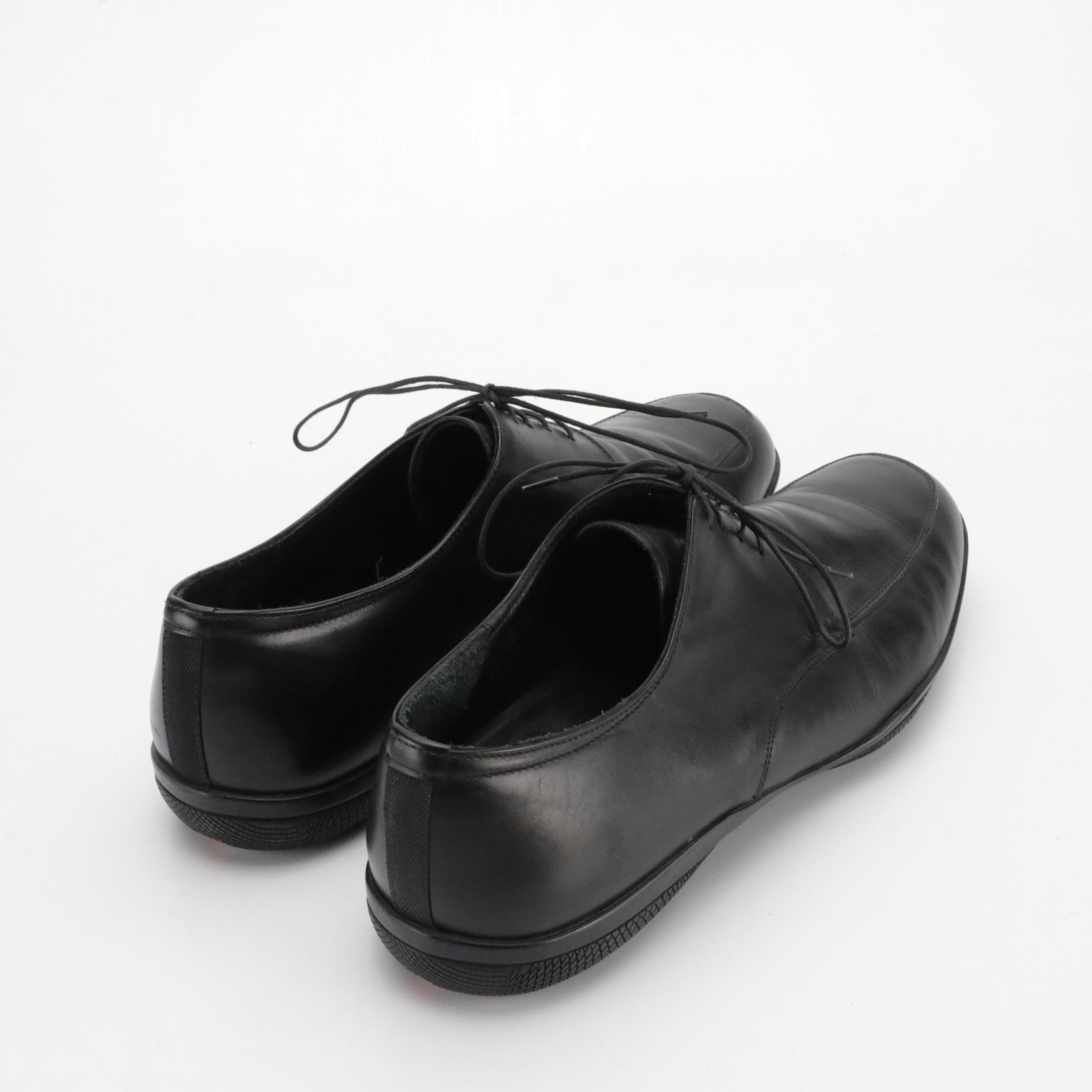 Men's Prada Black Leather Lace-Up Dress Shoes