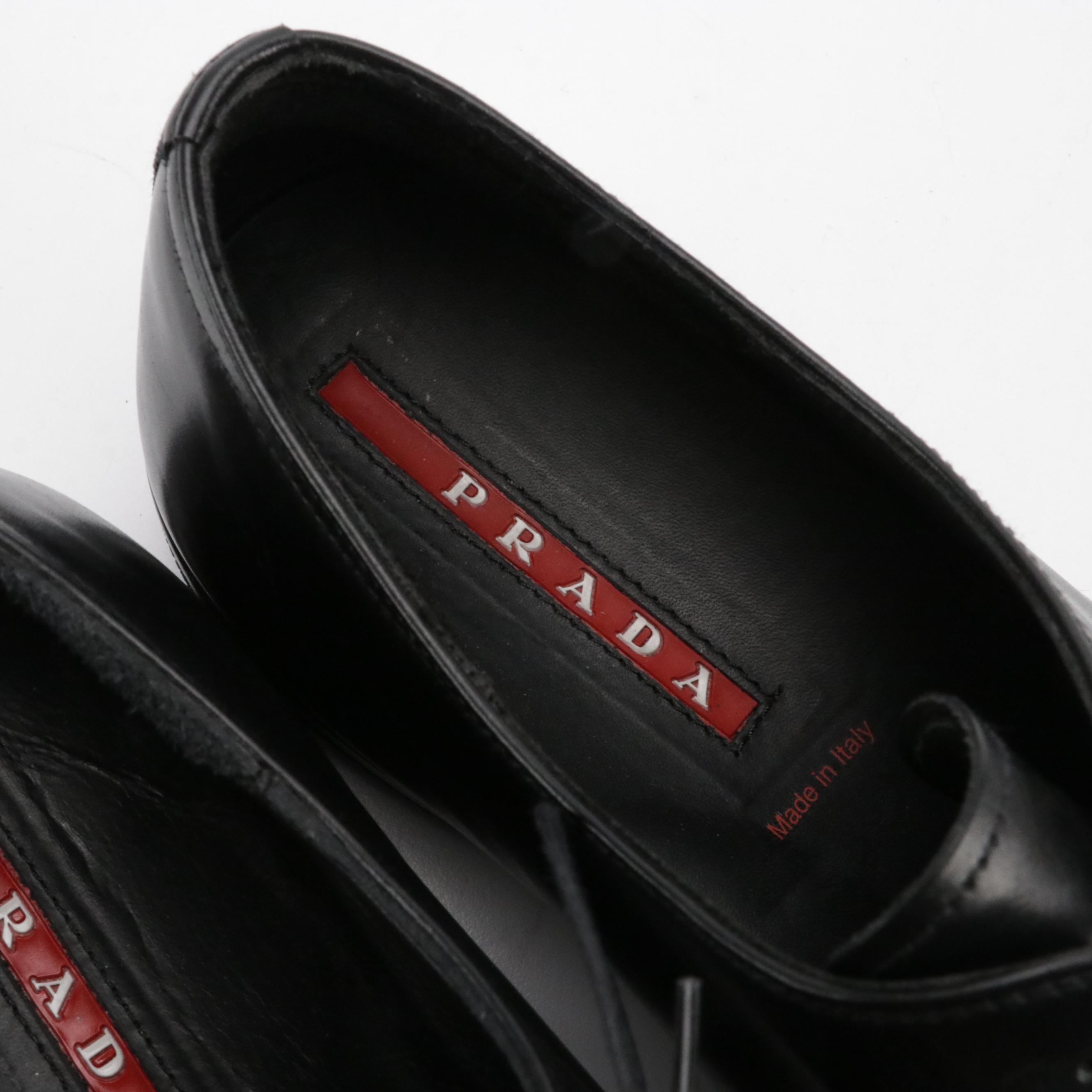 Men's Prada Black Leather Lace-Up Dress Shoes