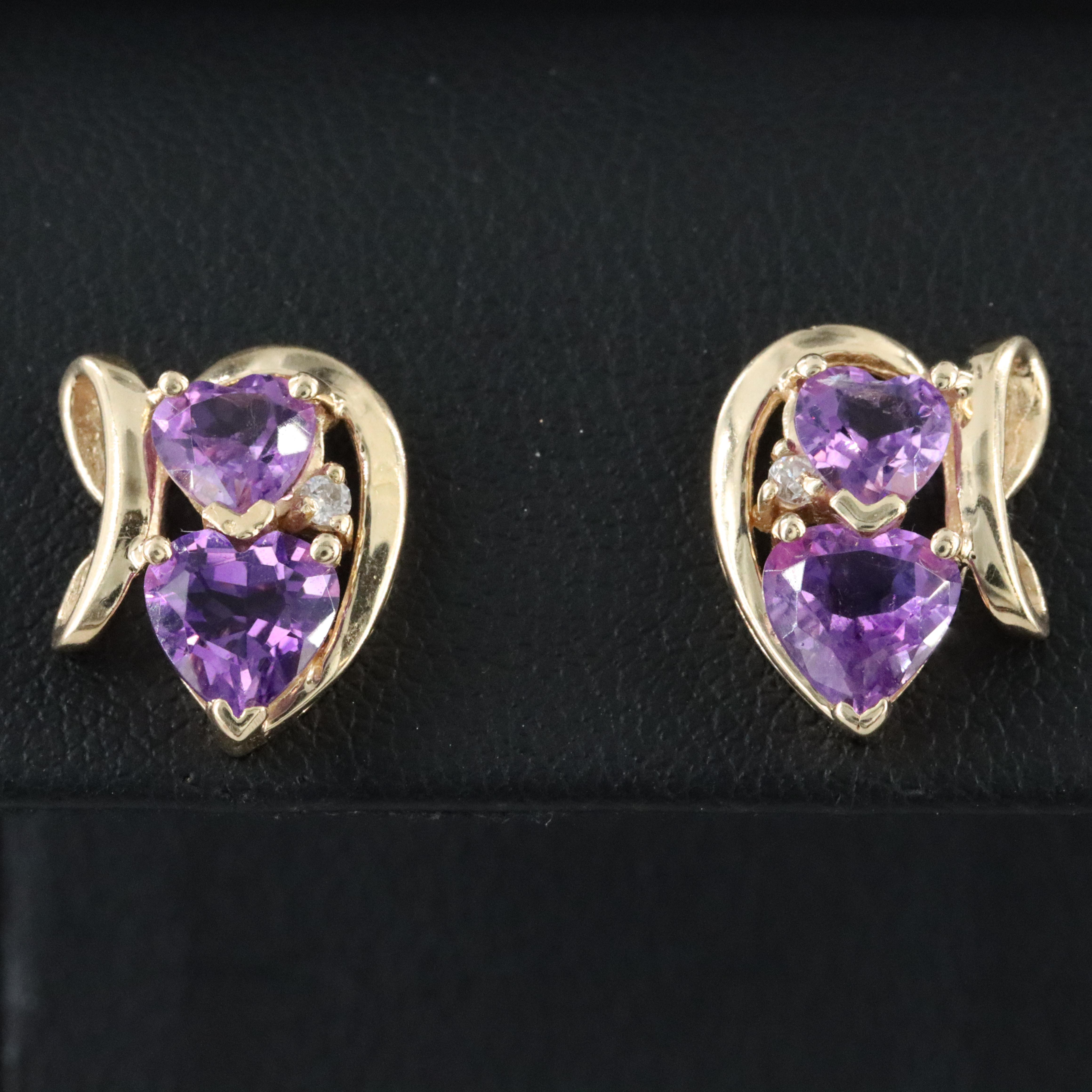 14K Amethyst and Diamond Earrings