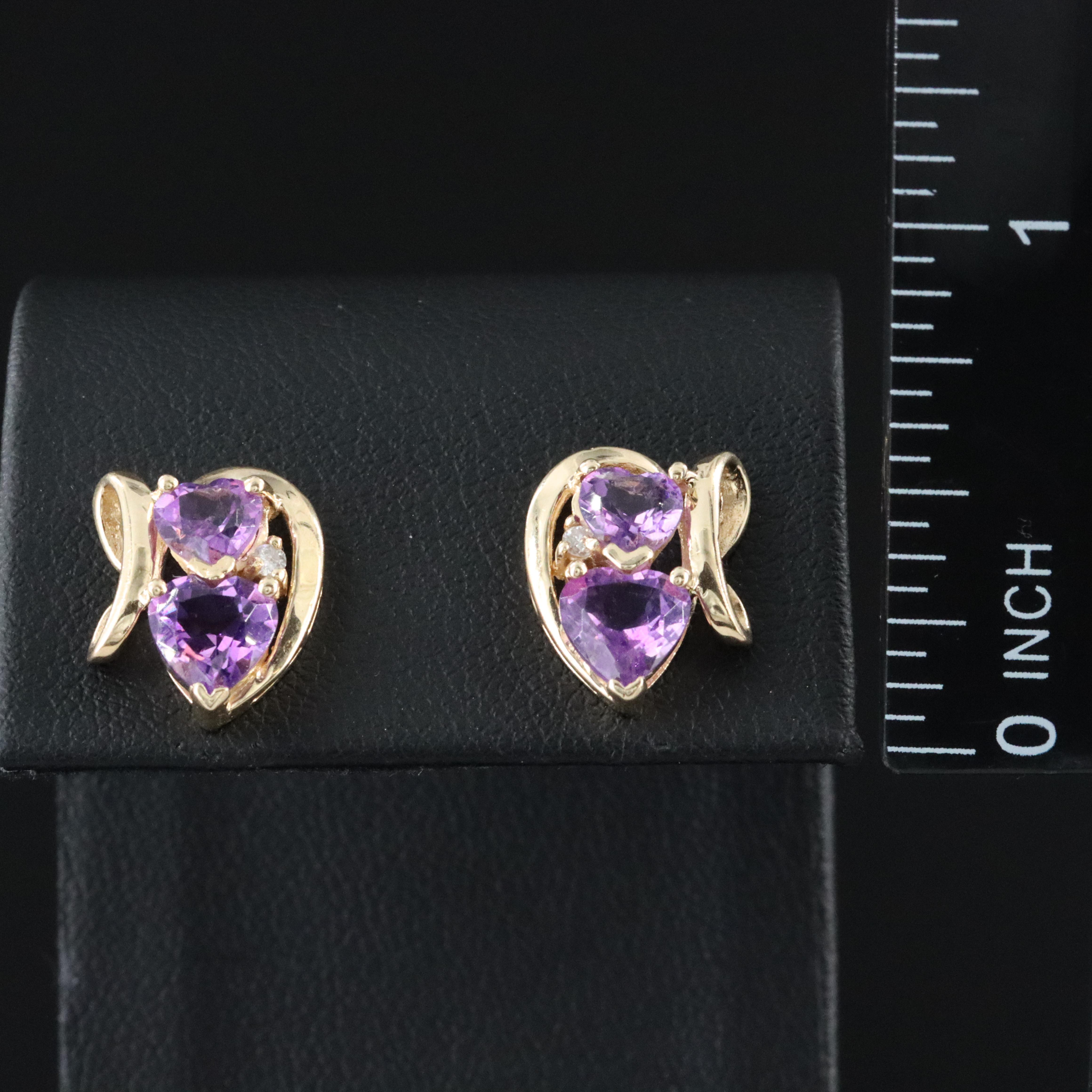 14K Amethyst and Diamond Earrings
