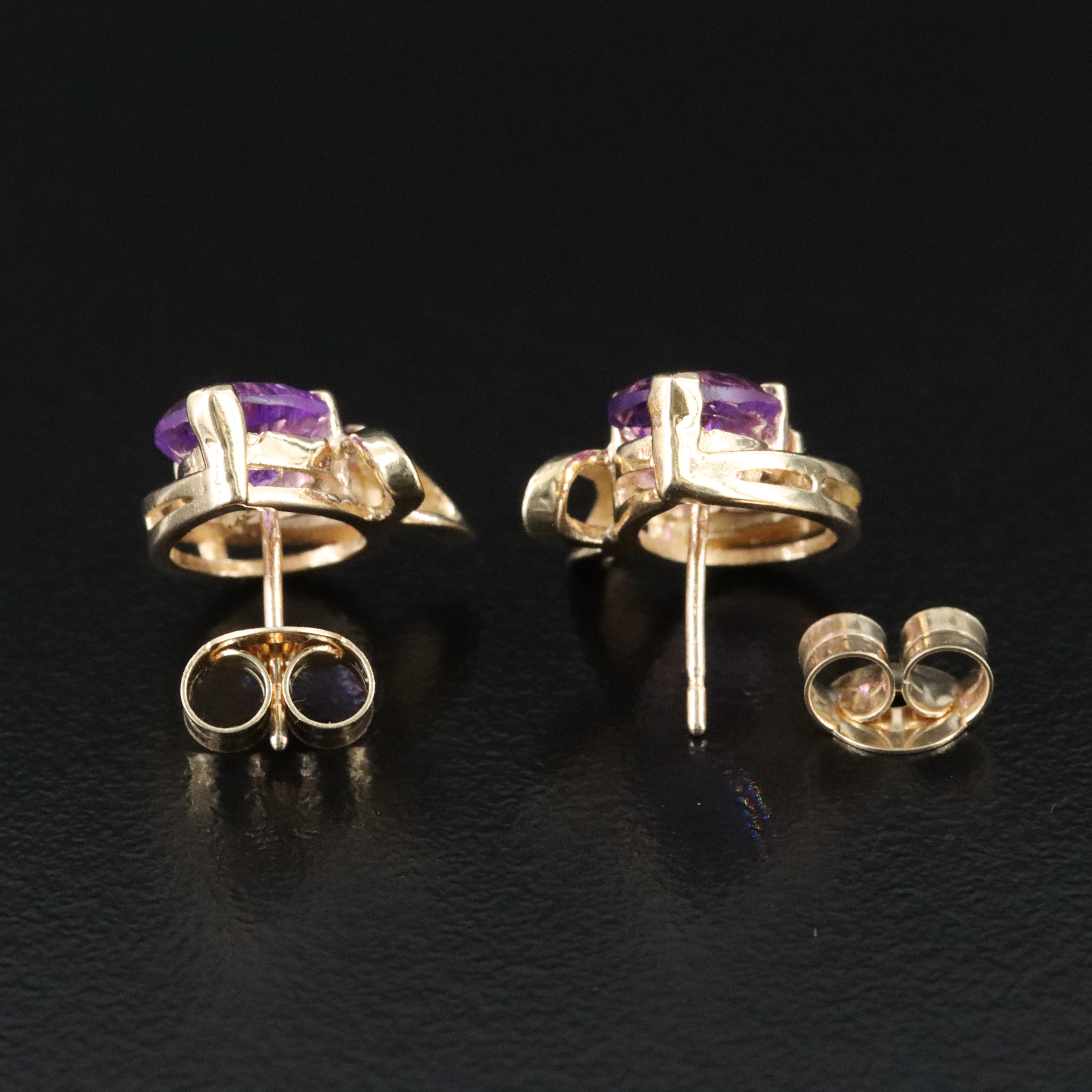 14K Amethyst and Diamond Earrings
