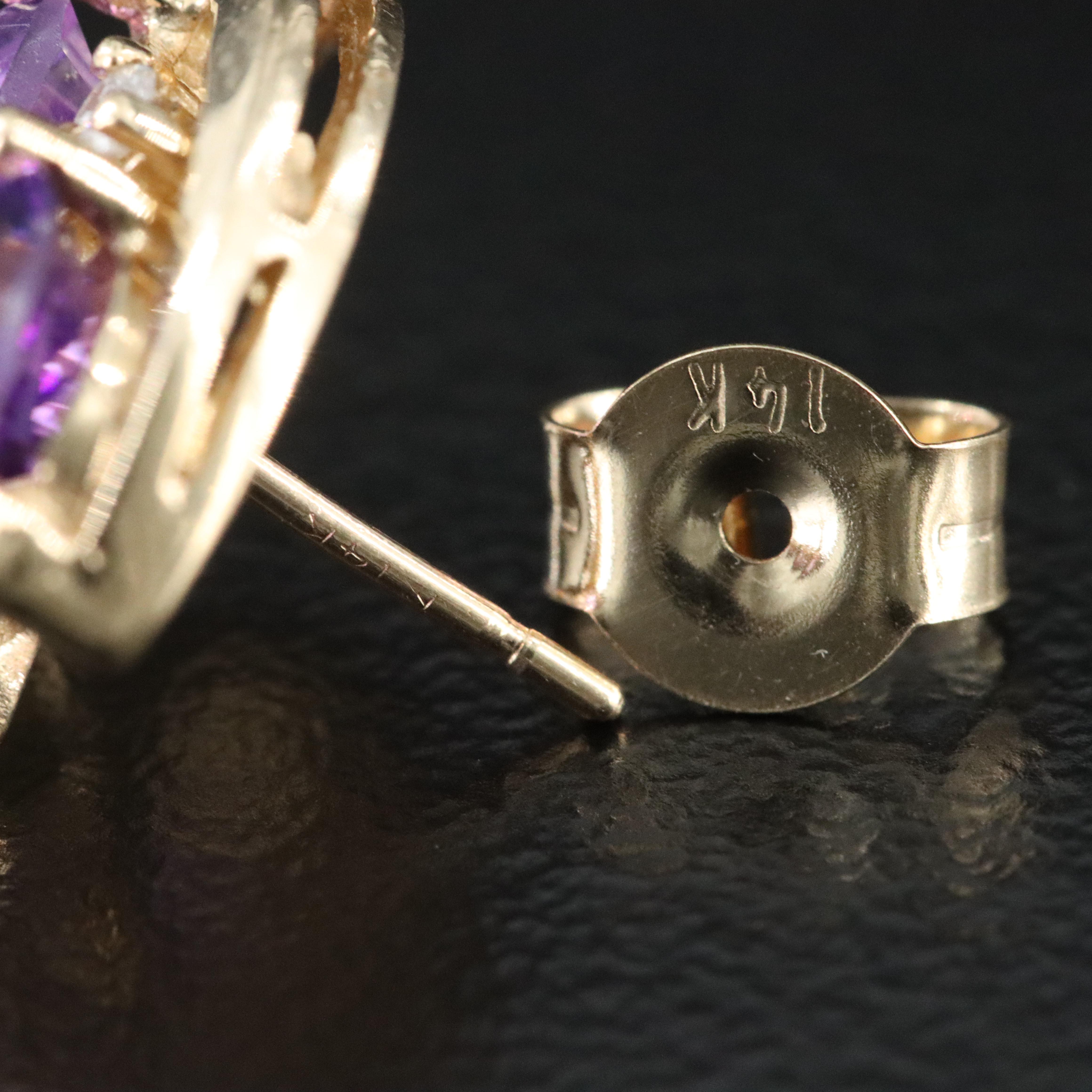 14K Amethyst and Diamond Earrings