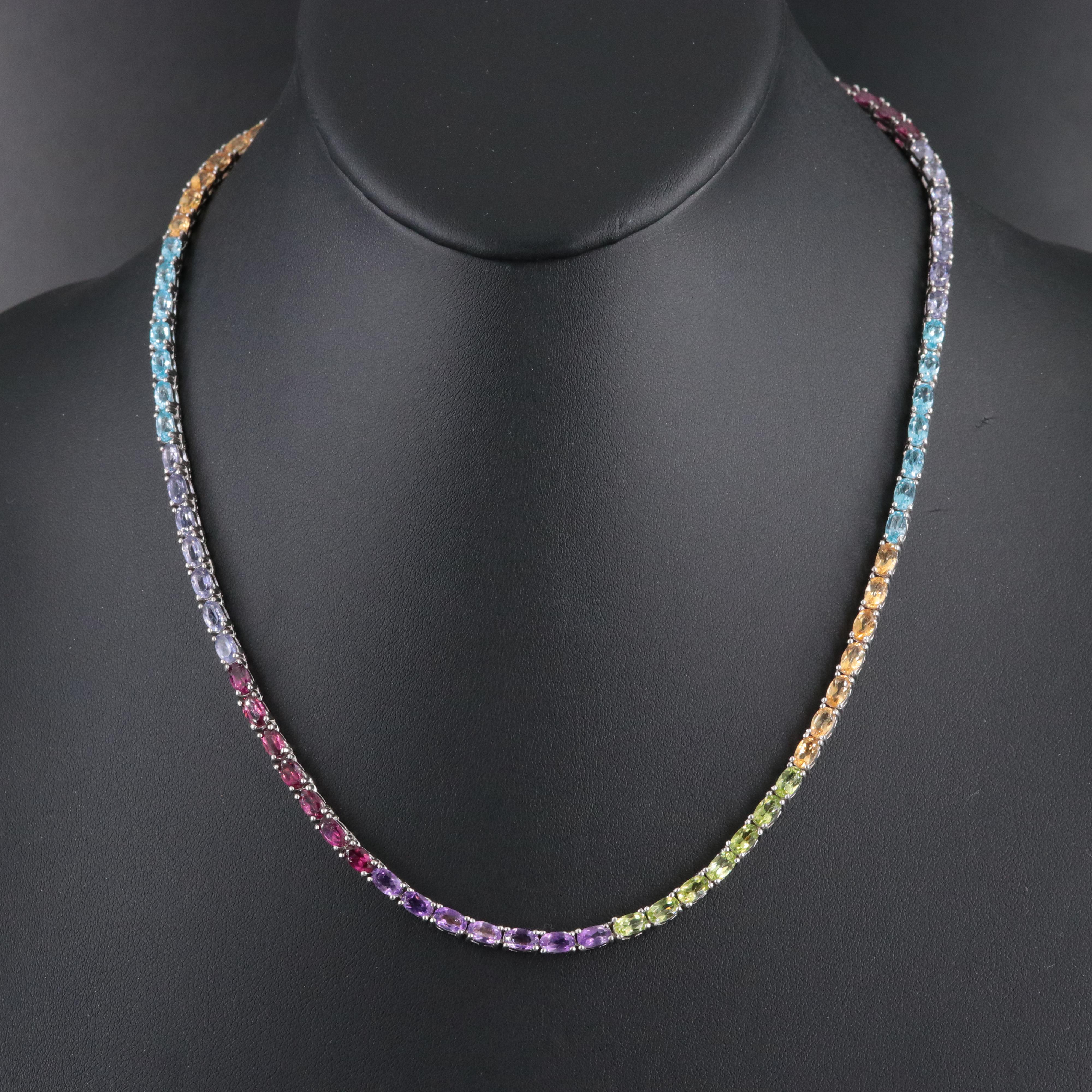 Sterling Gemstone Riviera Necklace