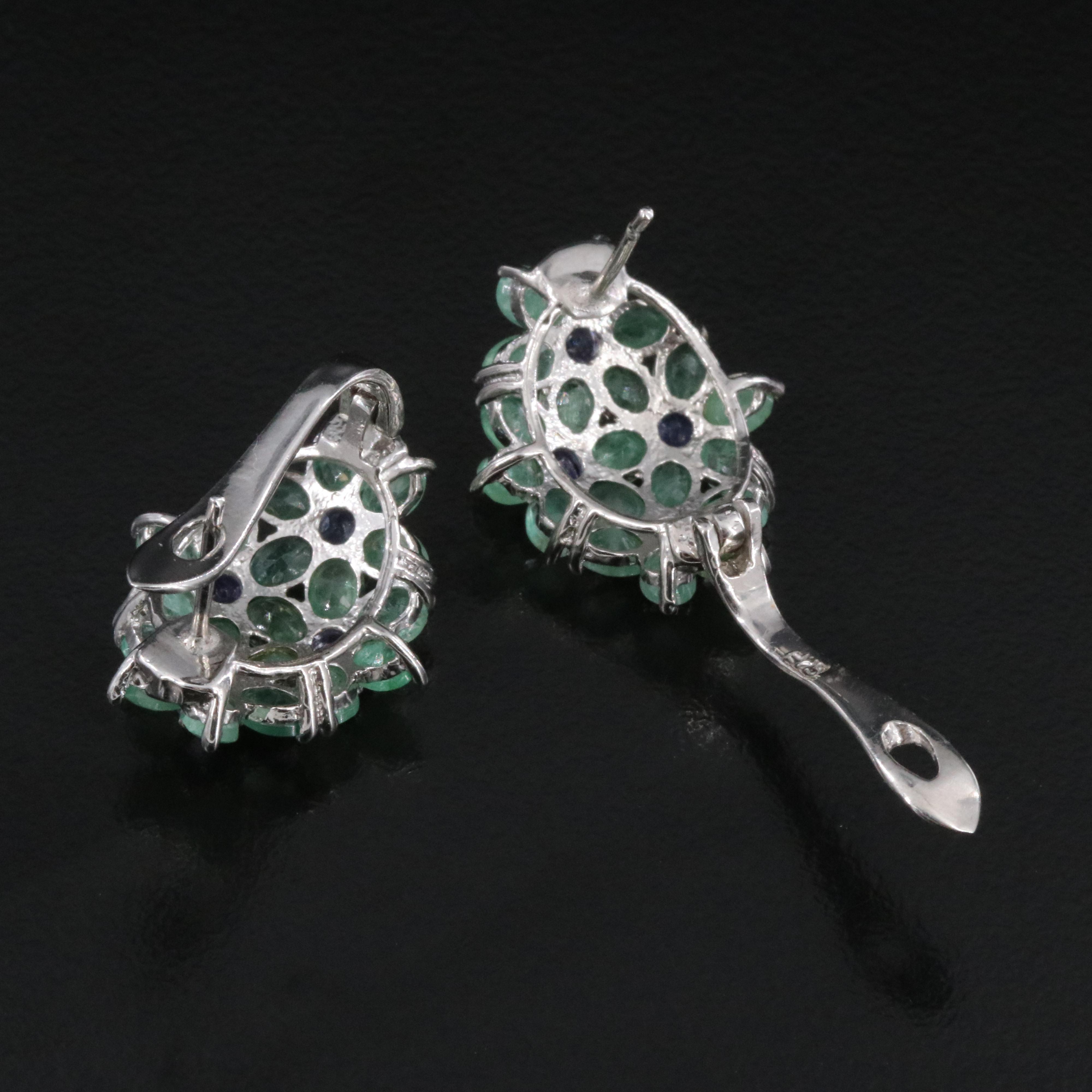 Sterling Emerald and Tanzanite Earrings