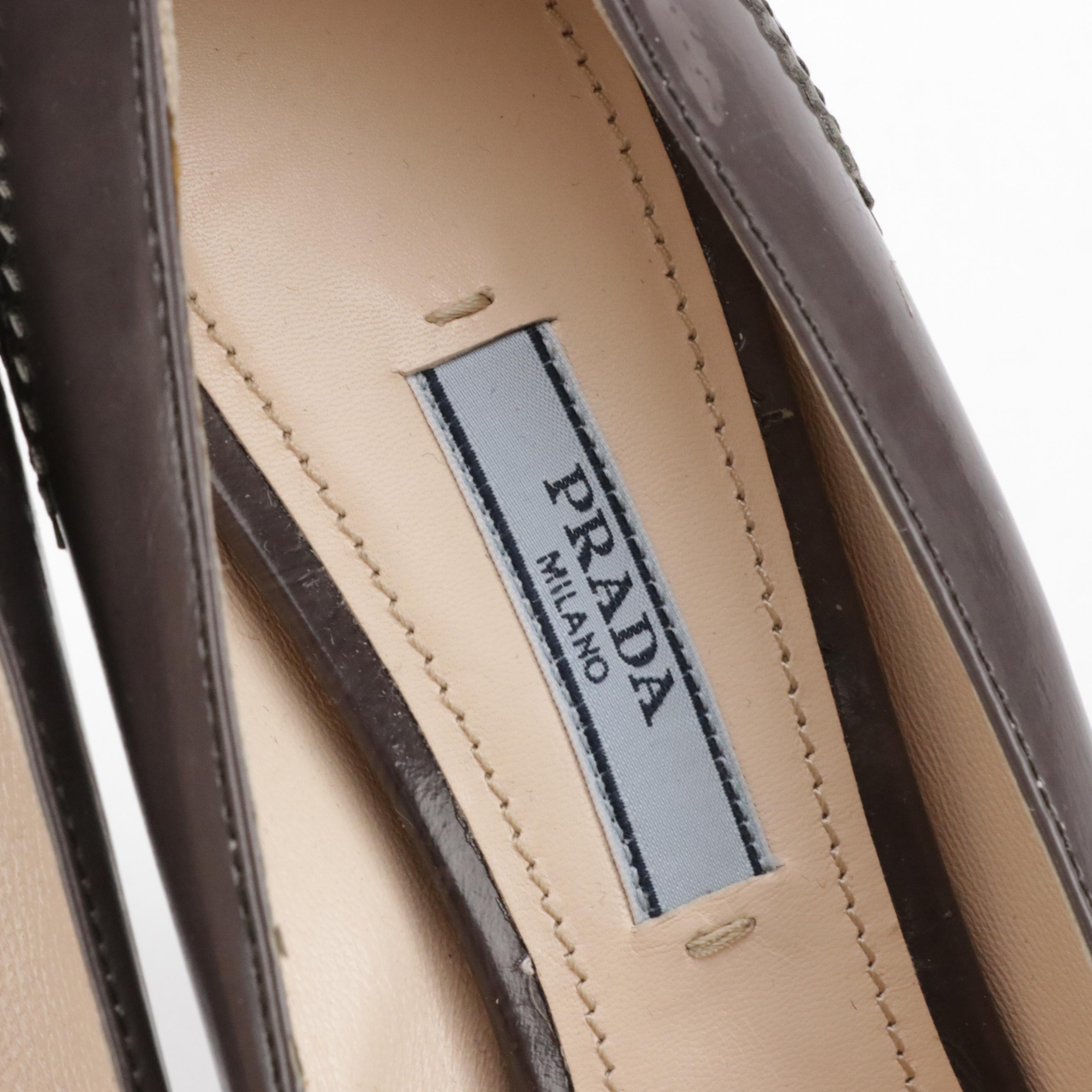 Prada Wingtip Style Platform Pumps Shoes in Leather