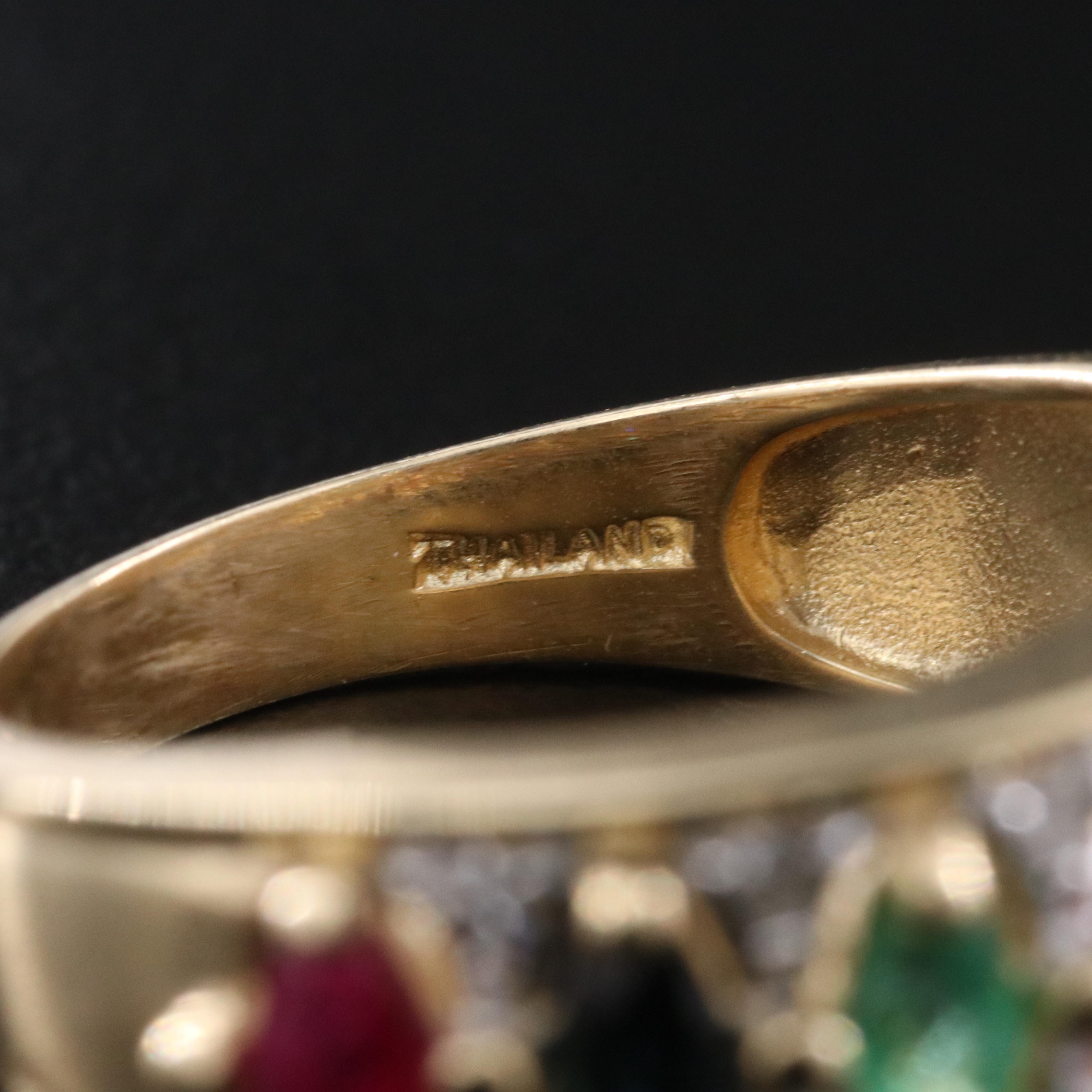 14K Ruby, Emerald, Sapphire and Diamond Ring